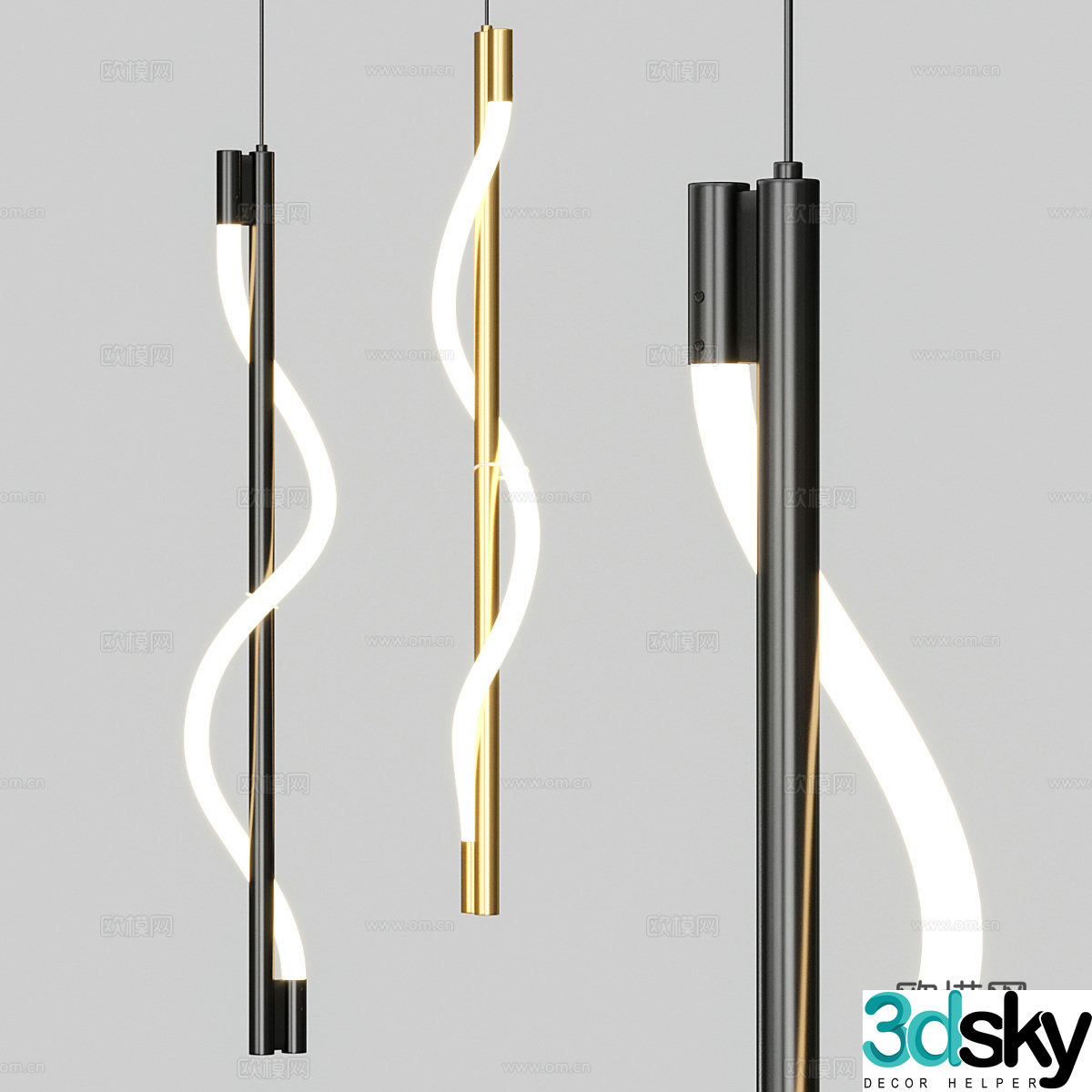Modern line wall lamp 3d model