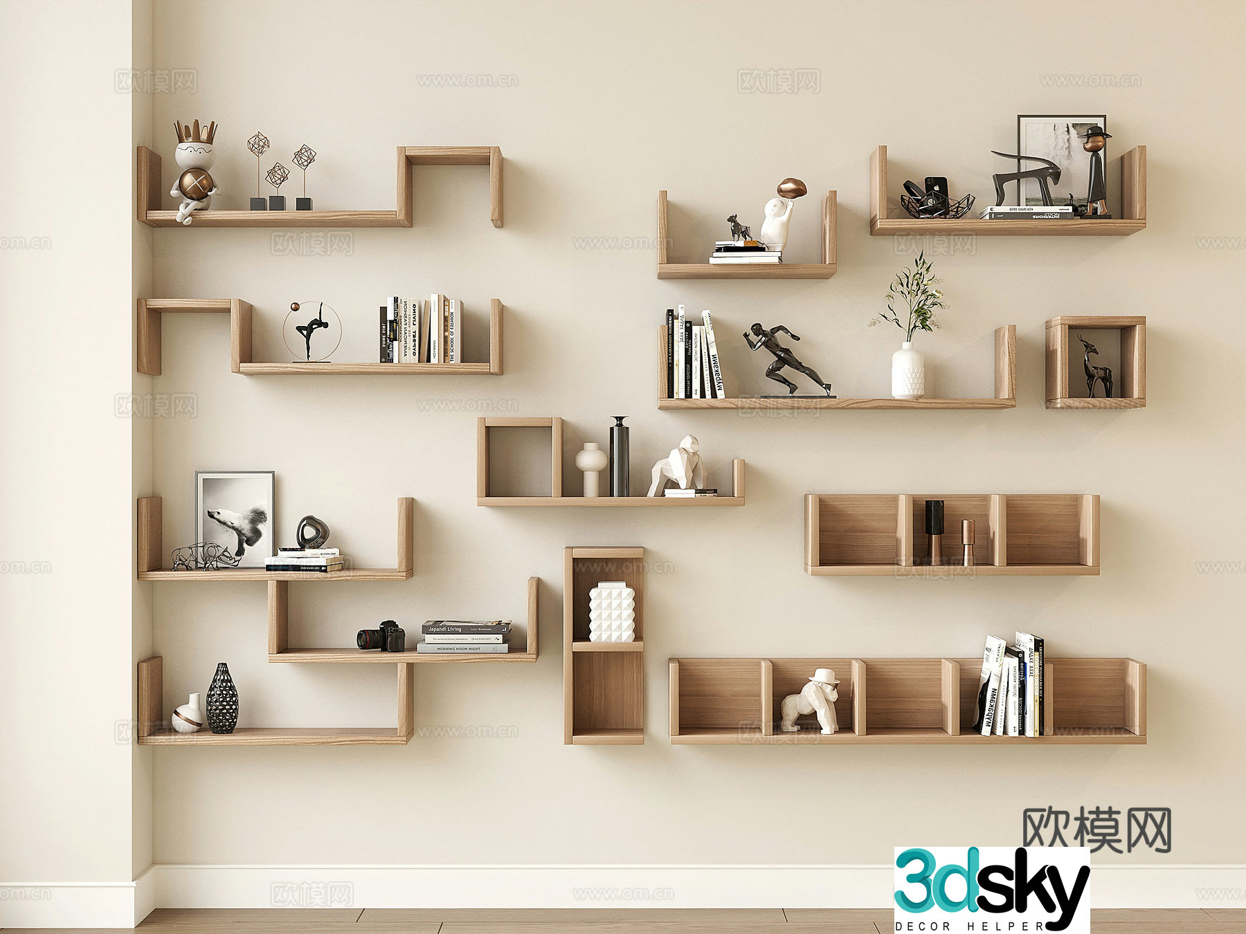 Modern wall laminate storage rack storage rack storage rack 3d model