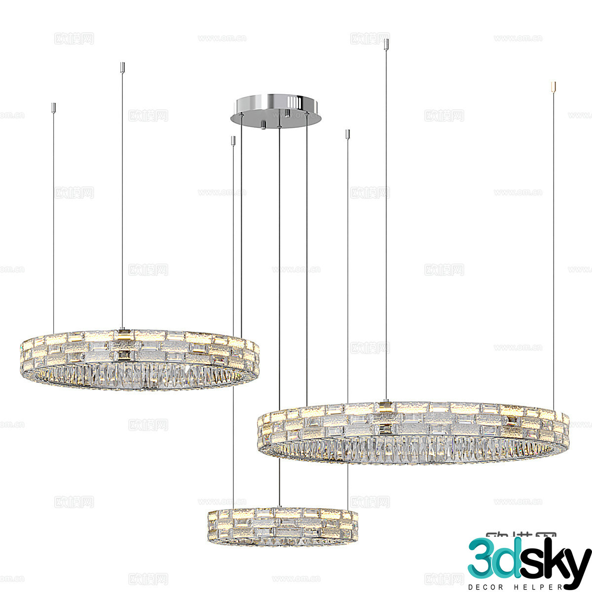 Light luxury chandeliers ring crystal lamp 3d model