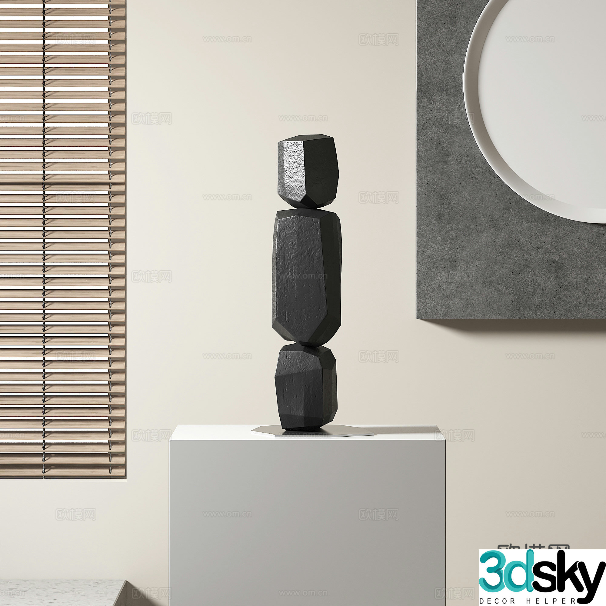 Modern dark stone sculpture 3d model