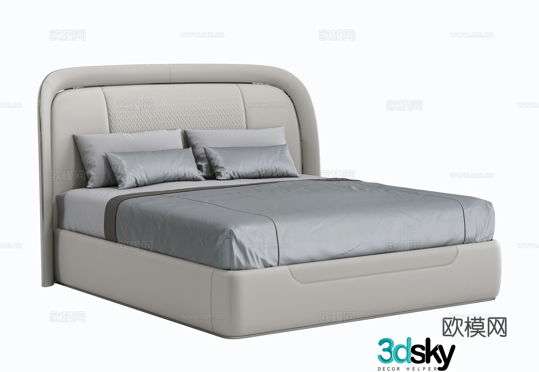 Modern simple double bed 3d model