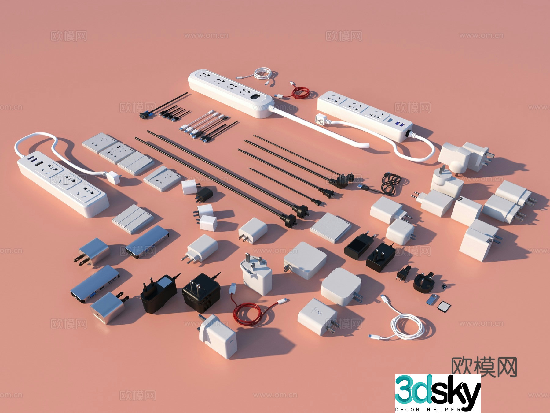 Plug socket plug charging head charging cable 3d model