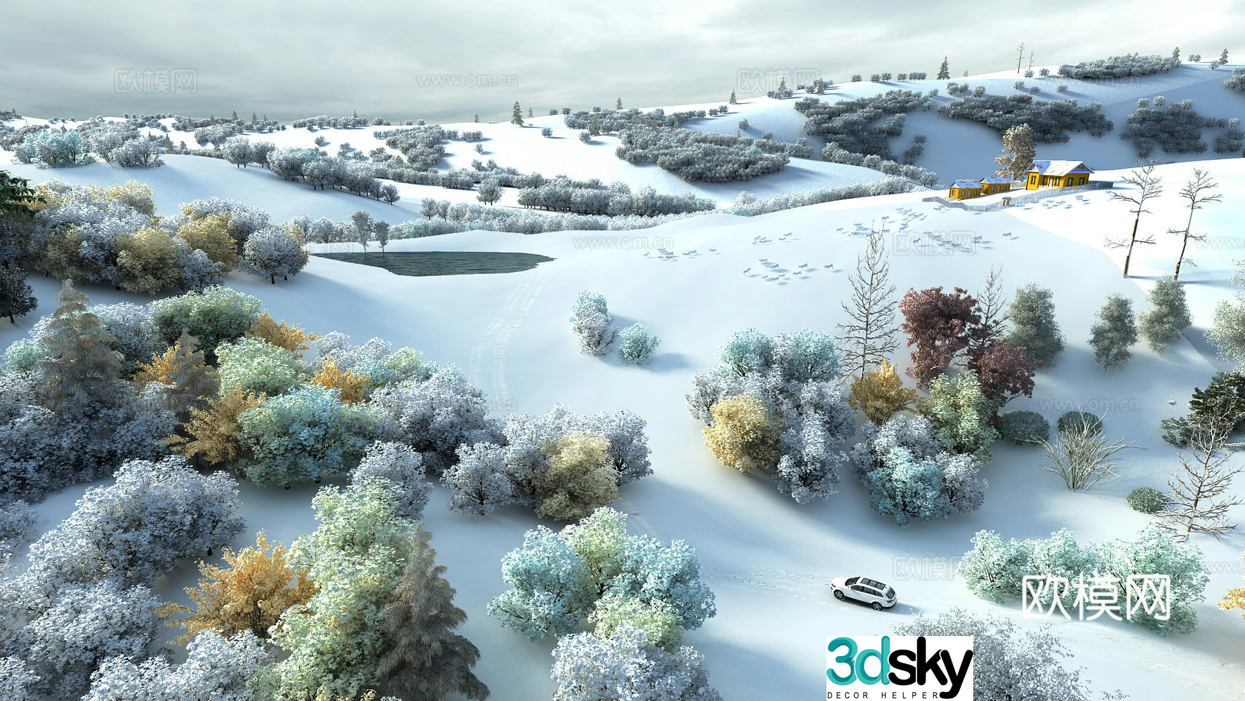 Modern mountain snow park 3d model