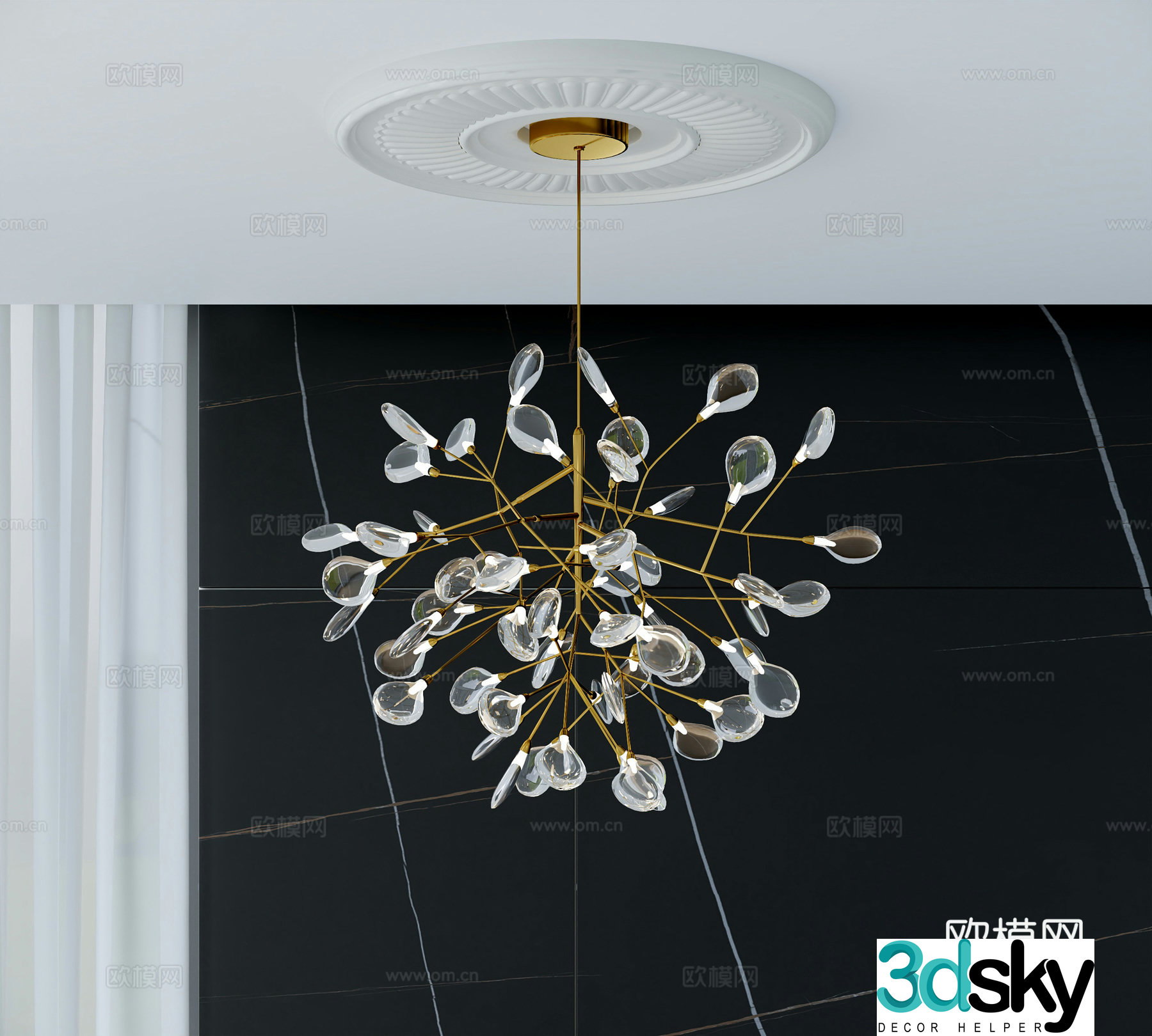 Modern crystal chandelier Fire chandelier 3d model