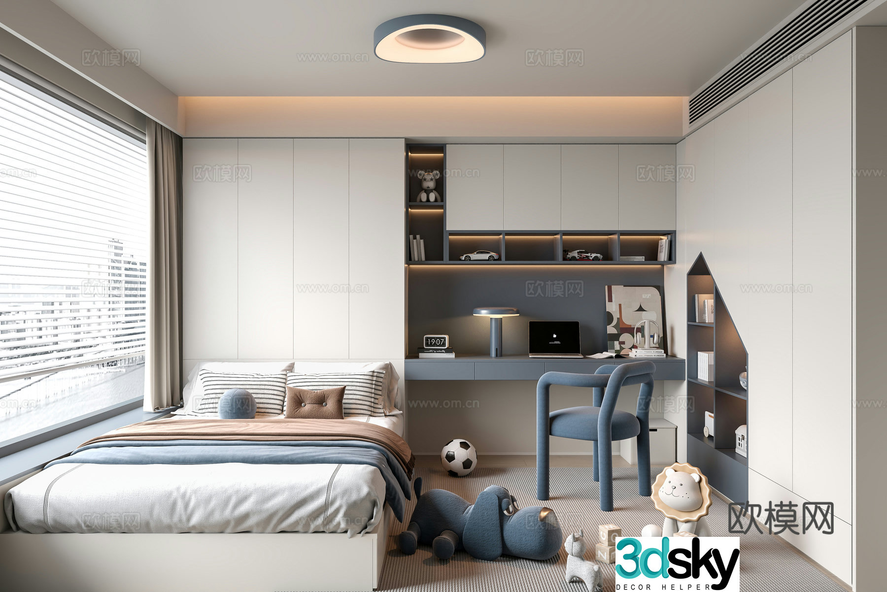 Modern tatami bedroom boy room 3d model