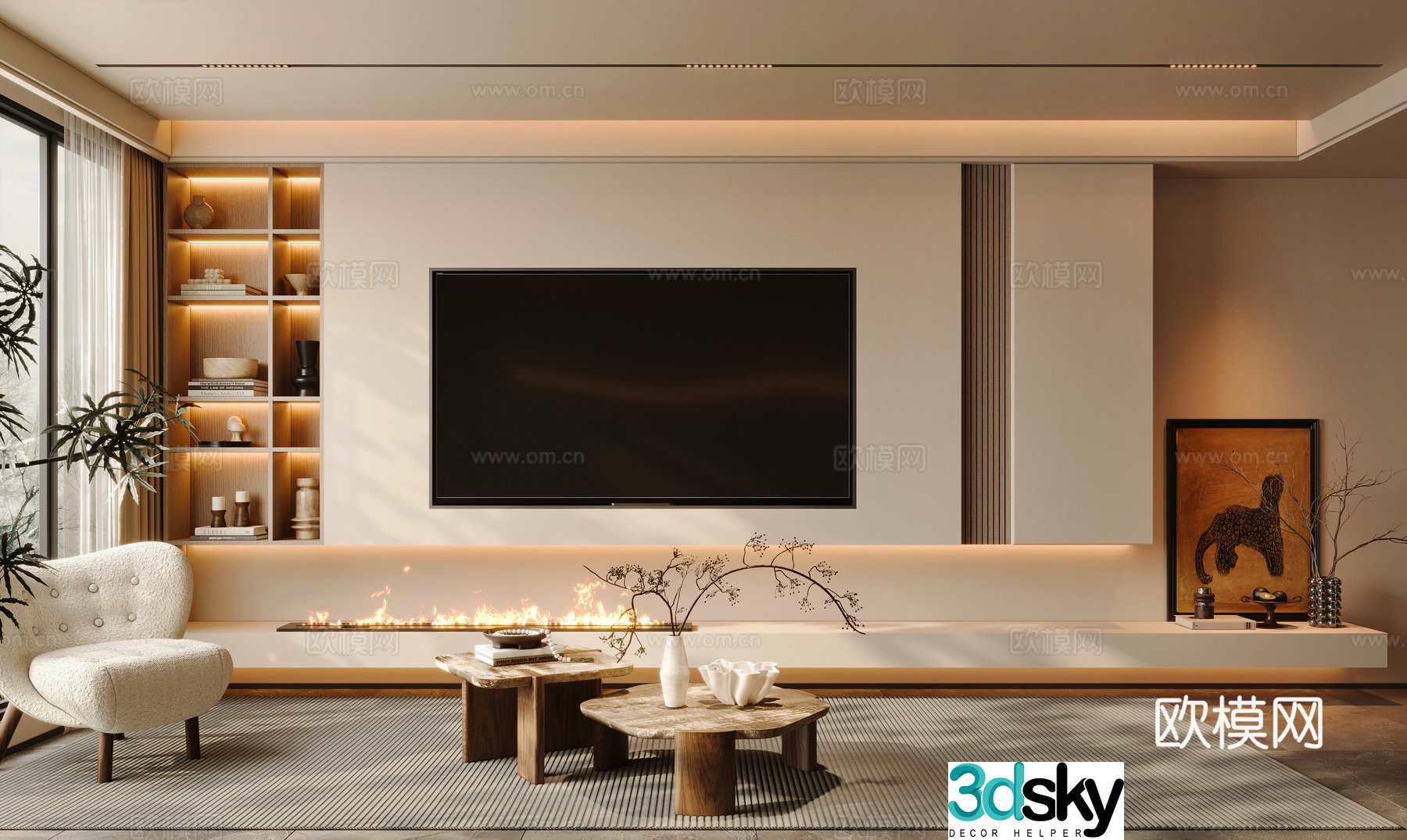 Middle-aged living room 3d model