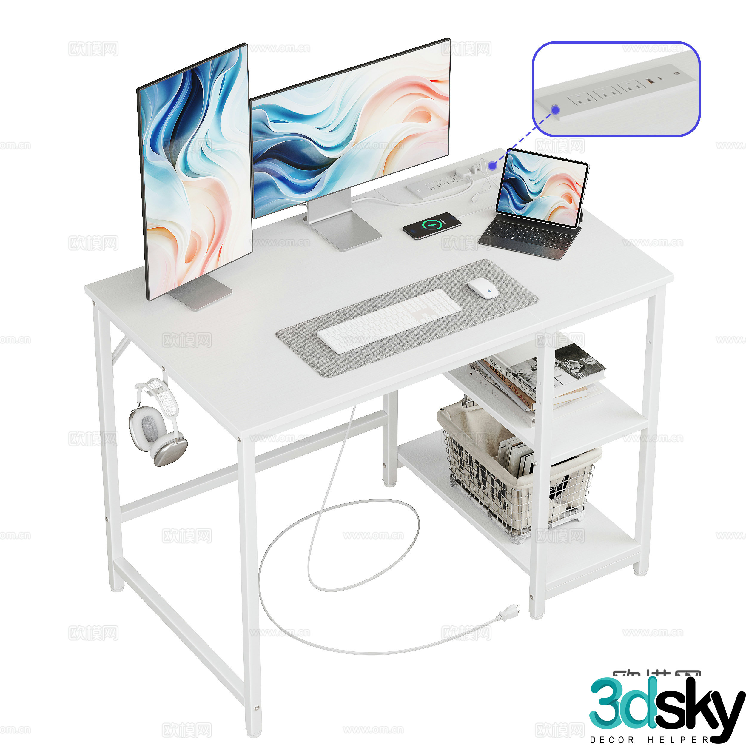 Modern computer desk e-sports desk 3D model