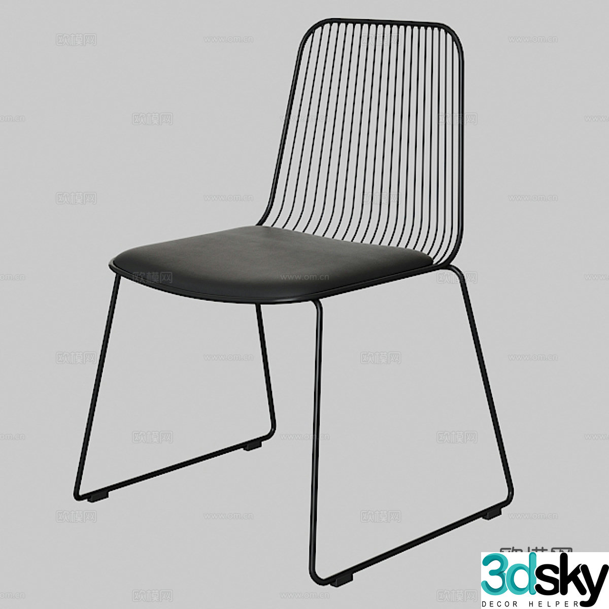 Modern iron single chair dining chair 3d model
