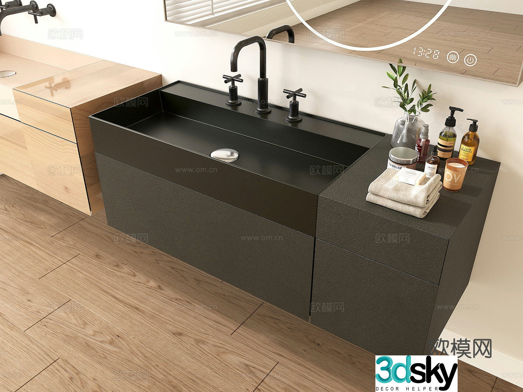 Modern suspended bathroom cabinet cabinet cabinet washing pot wash basin 3D model