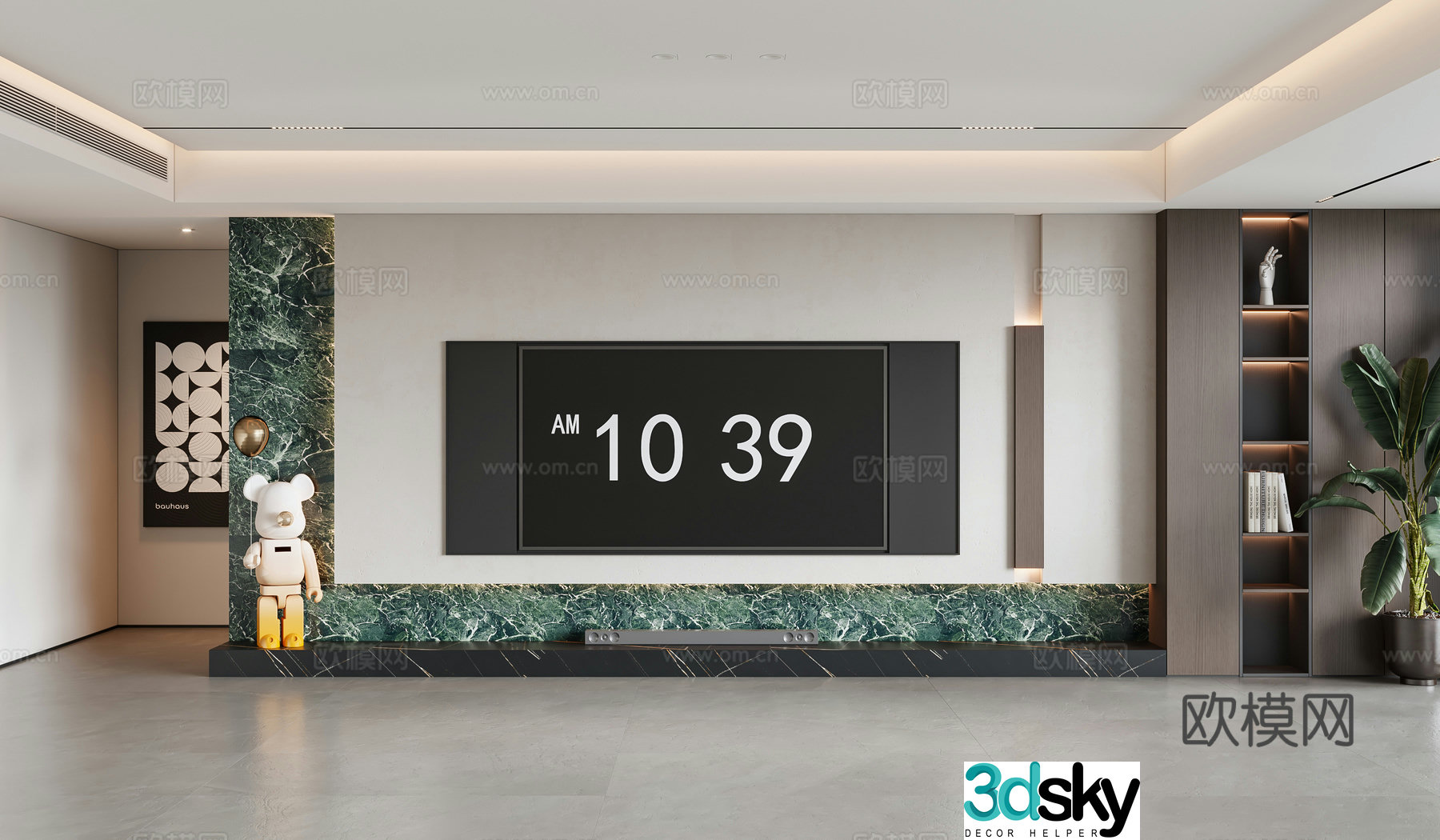 Modern TV background wall 3d model