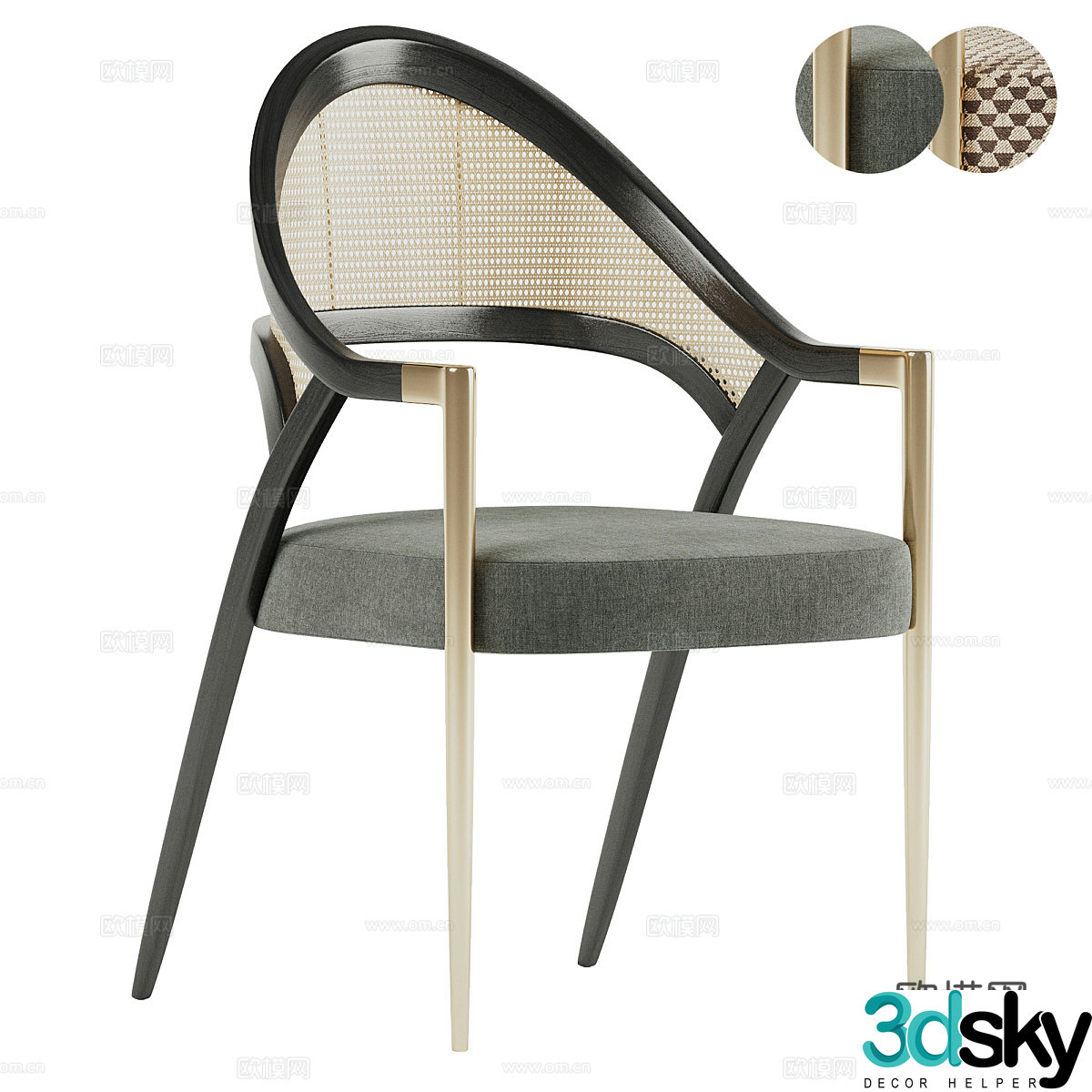 New Chinese style leisure chair rattan chair 3d model