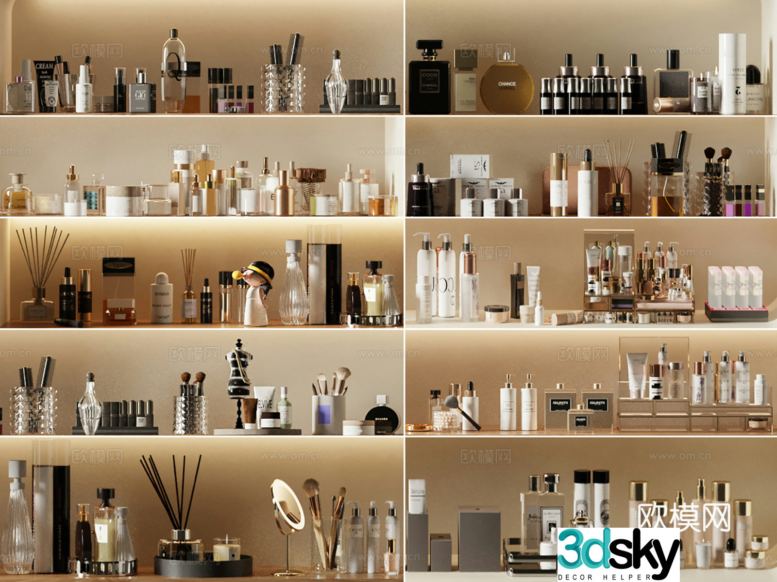 Modern cosmetics skin care products 3D model
