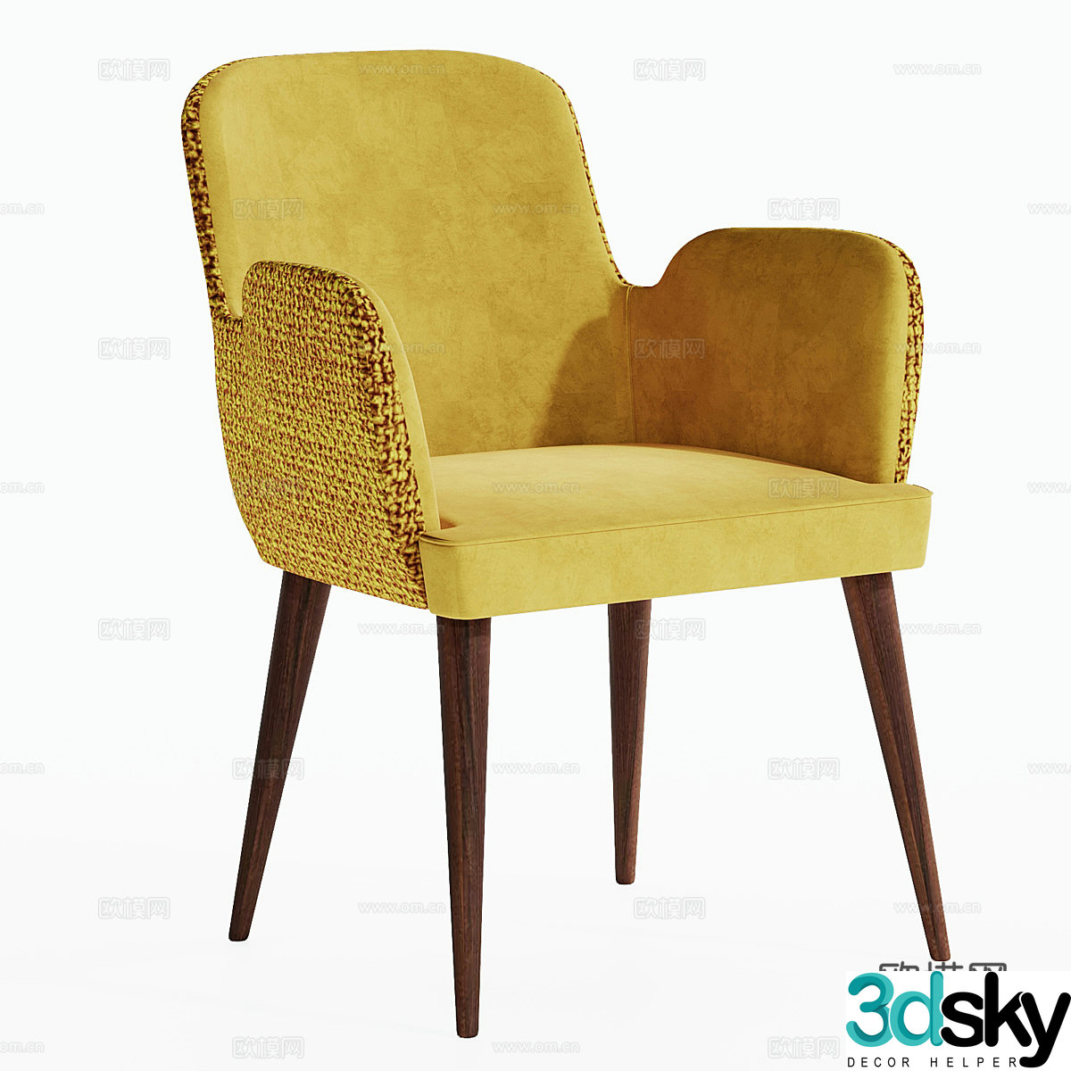 Modern yellow single chair dining chair dopamine 3d model