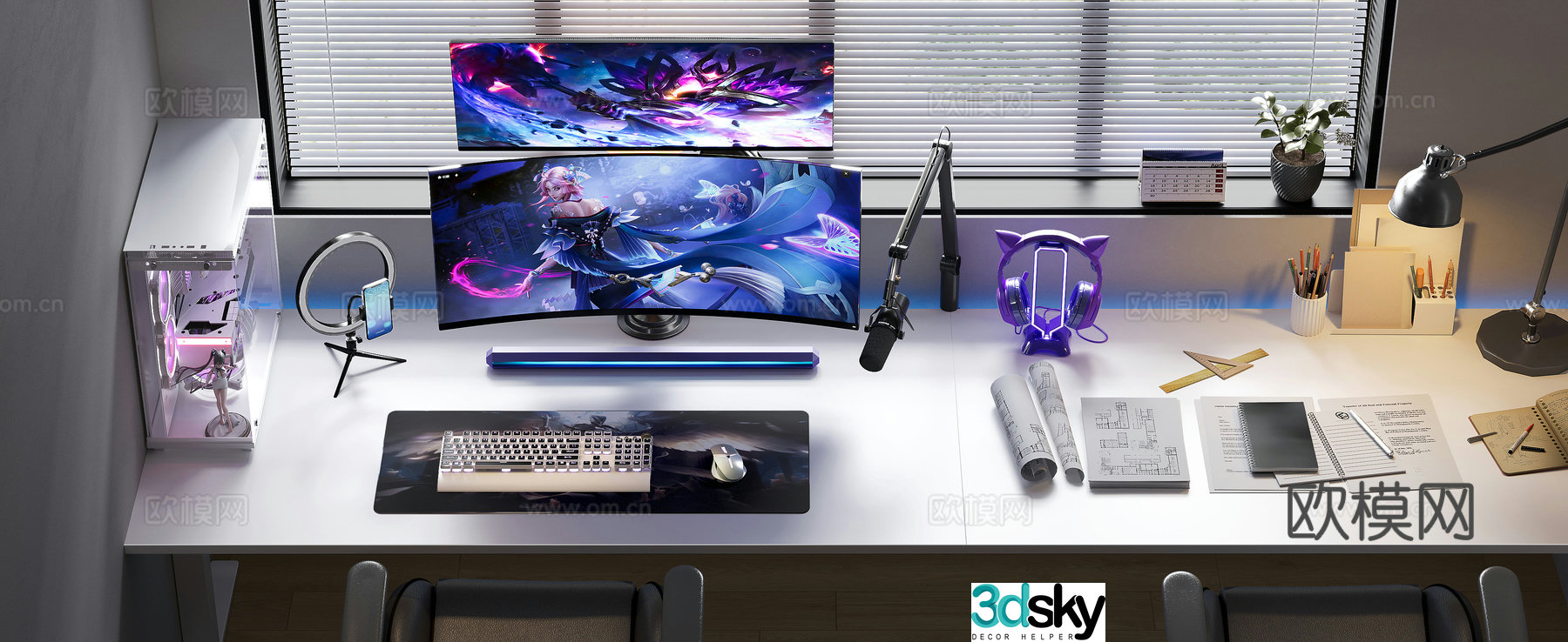 Modern e -sports computer keyboard 3D model