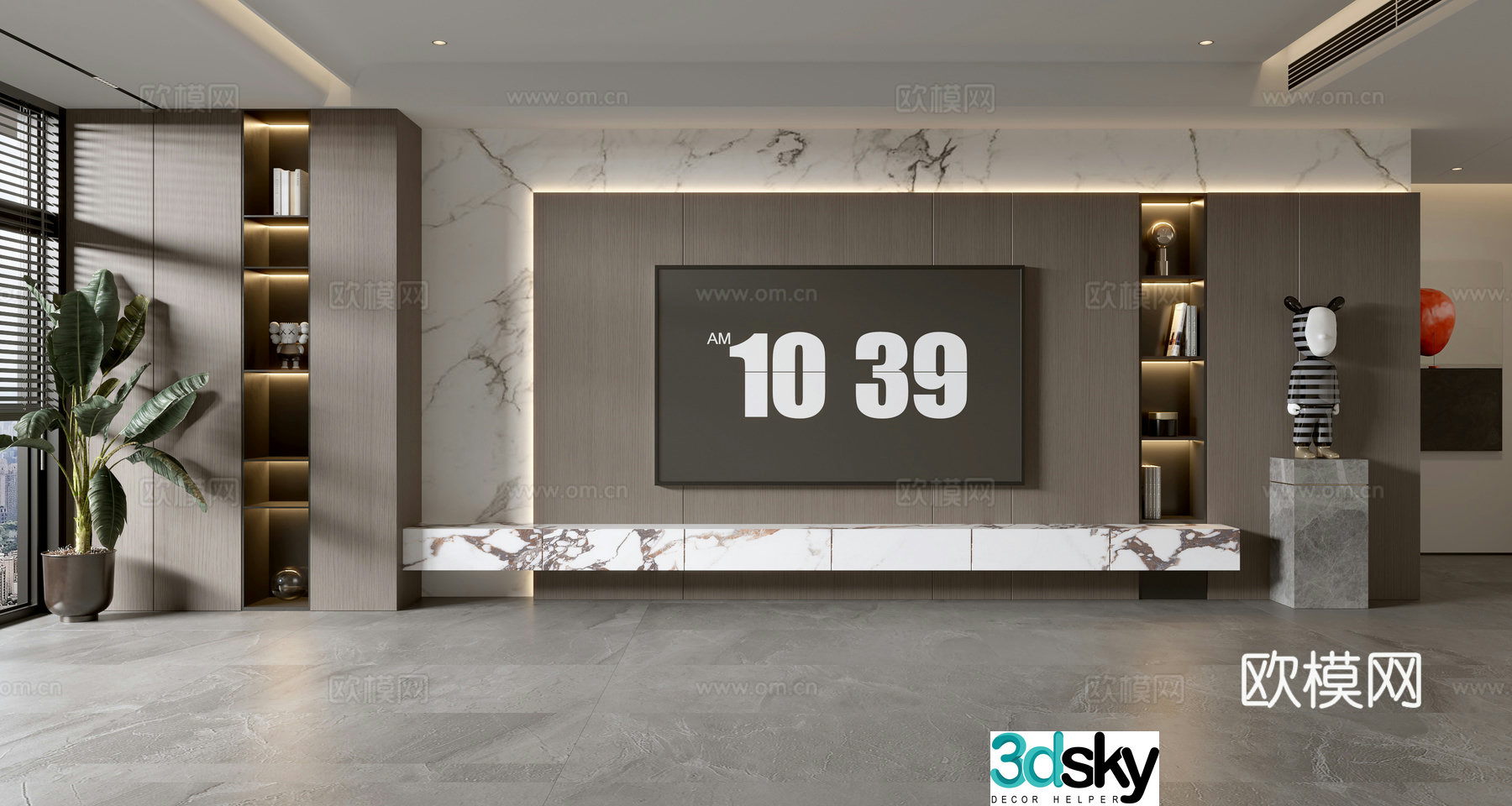 Light luxury TV background wall TV wall full wall TV cabinet d model