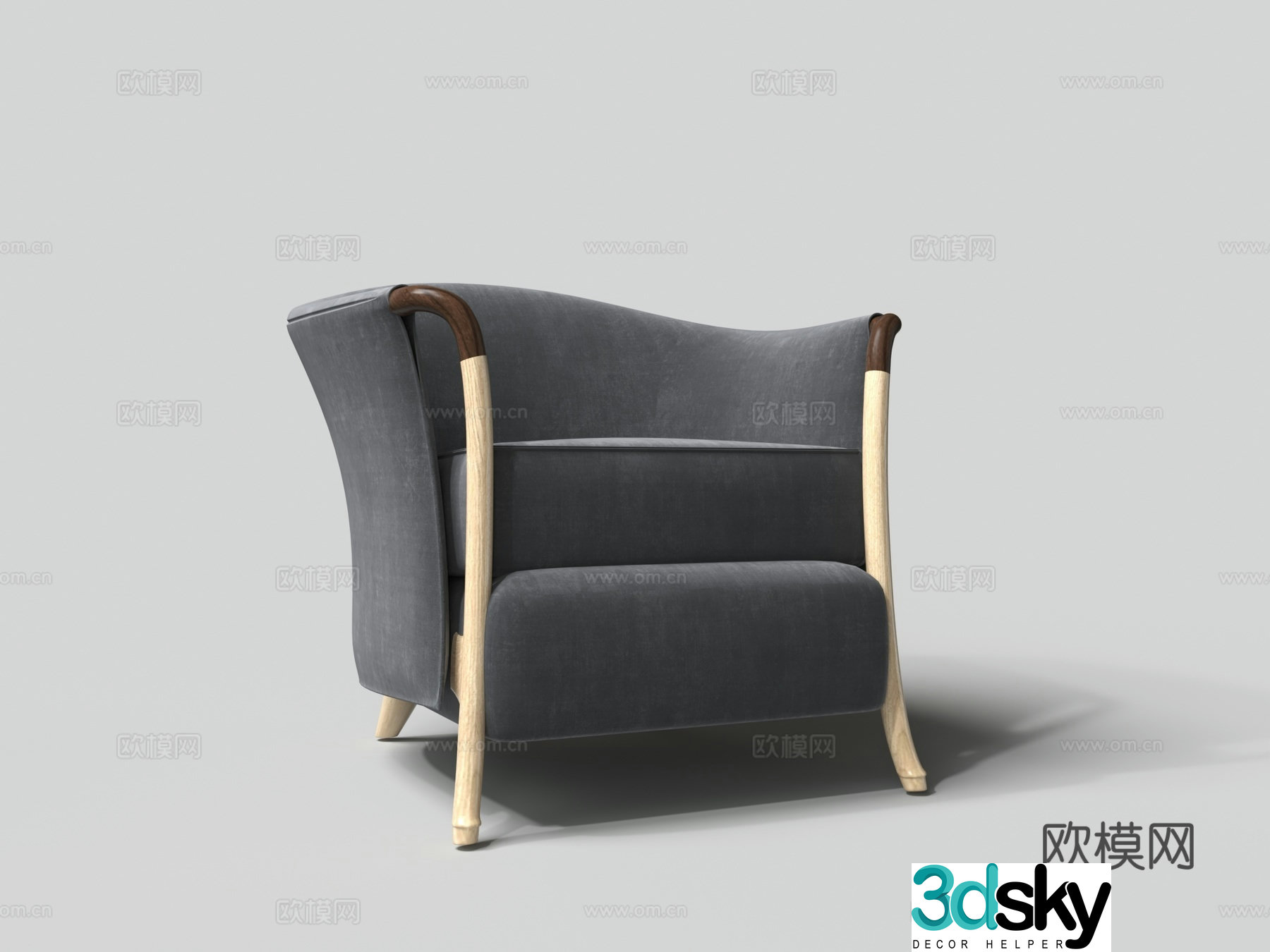 Modern simple velvet sofa single sofa 3d model
