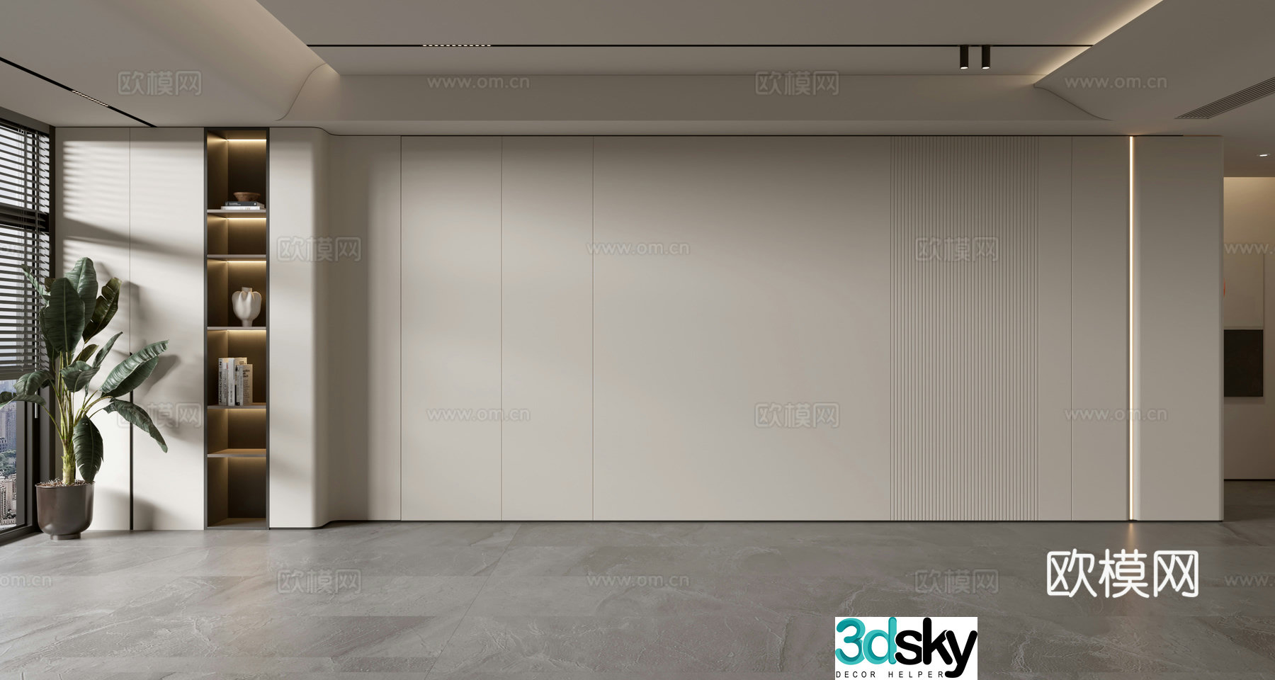 Modern minimalist sofa background wall d model