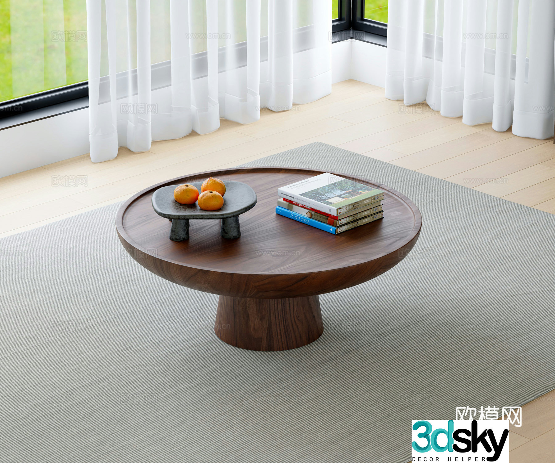 Modern solid wood coffee table 3d model