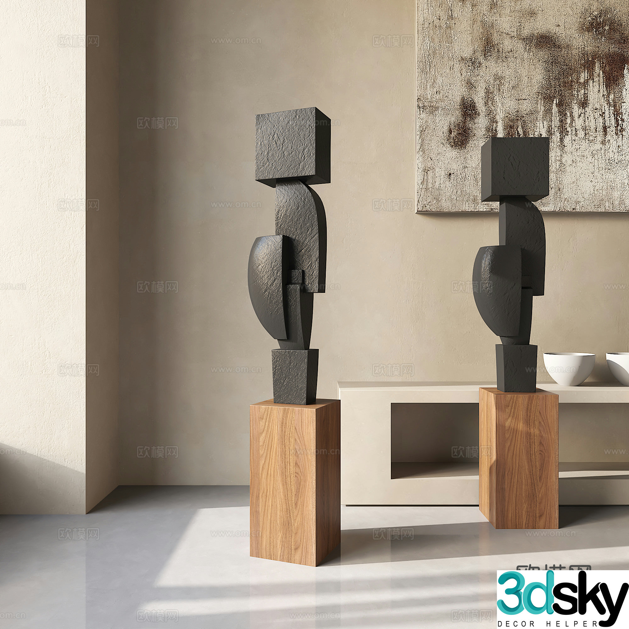 Modern dark art sculpture 3d model