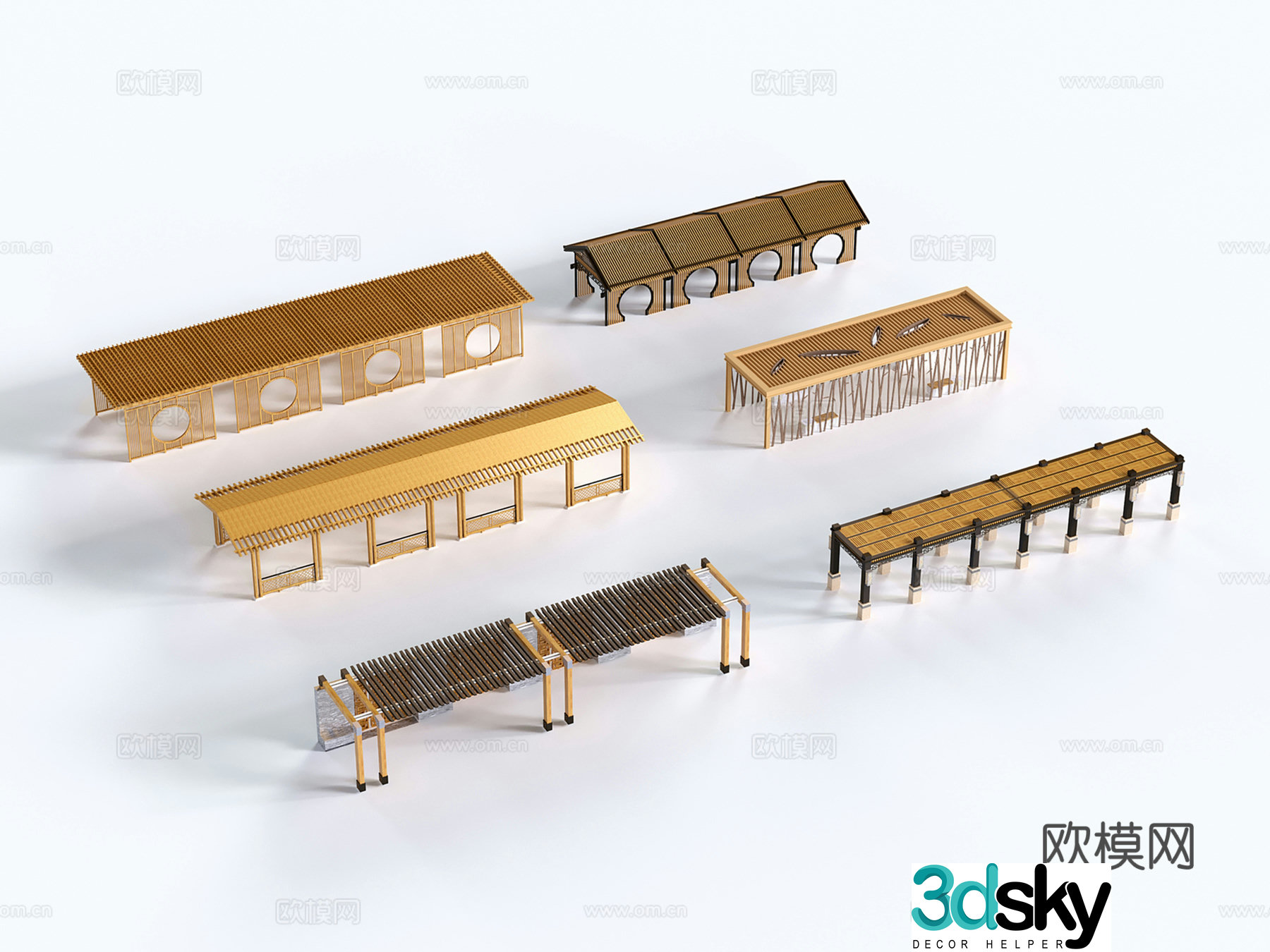 Modern outdoor corridor landscape rack promenade flower frame gazebo 3D model