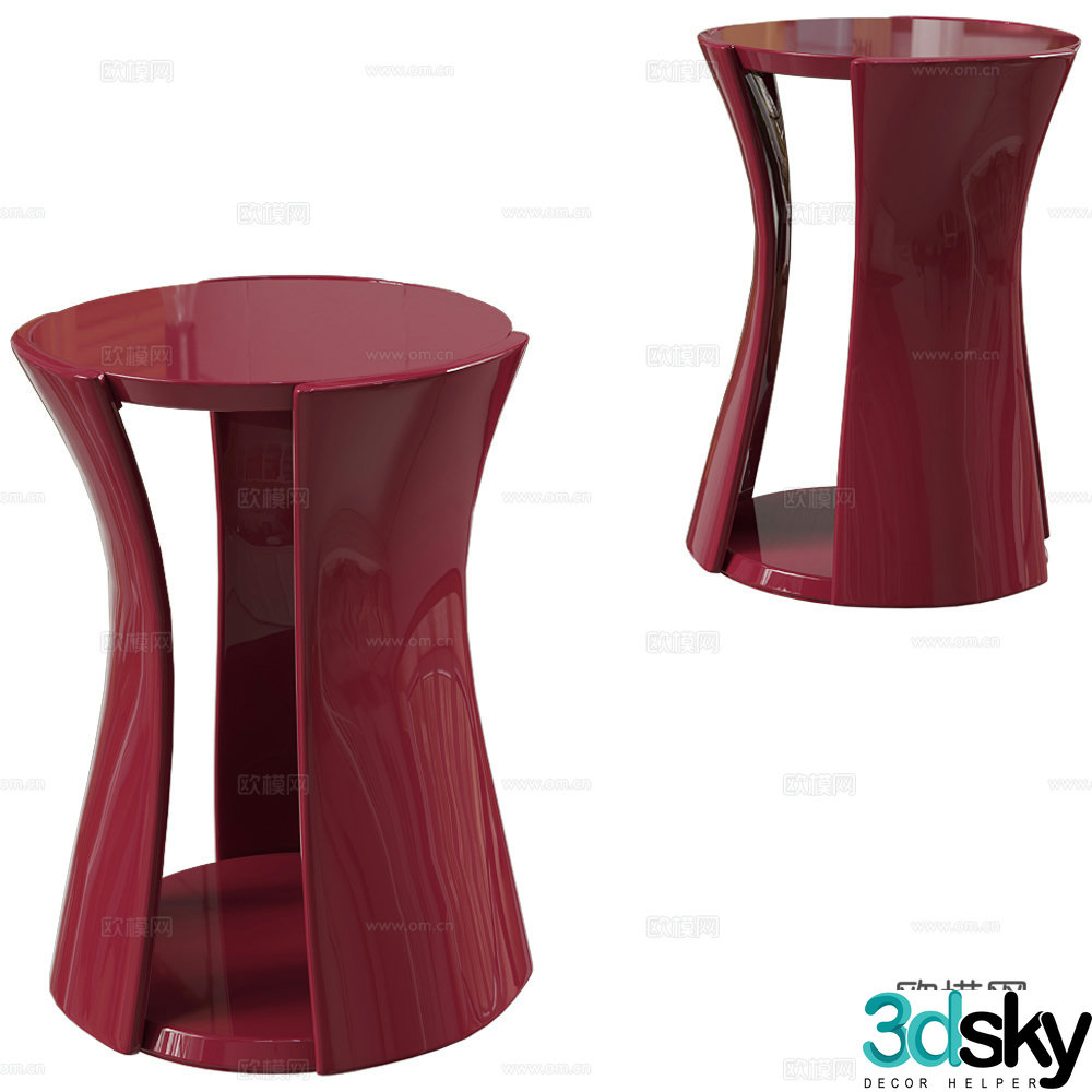 Modern painted side table corner table round table 3D model