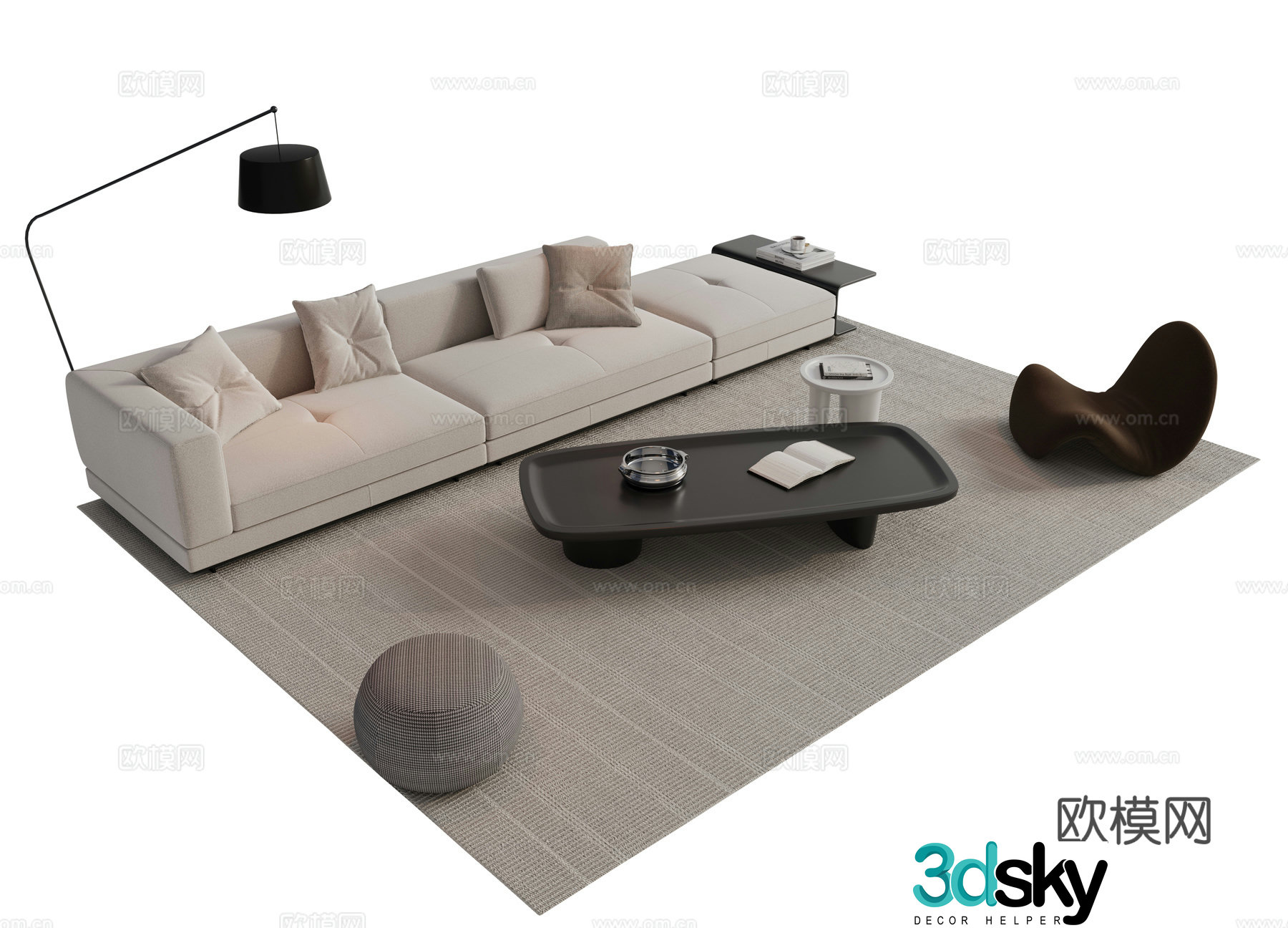 Italian modular sofa splicing sofa 3d model