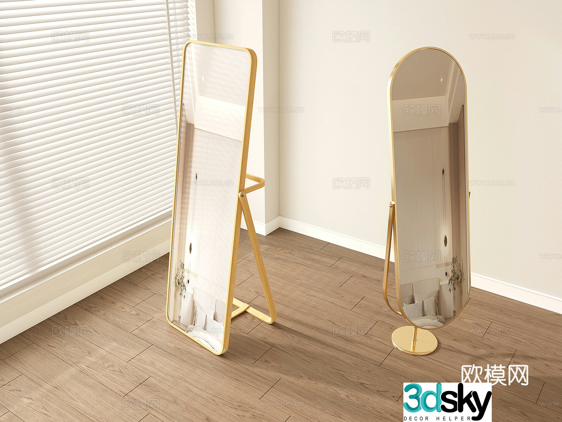 Creamy style internet celebrity ins full-body mirror floor-standing mirror dressing mirror mirror 3d model