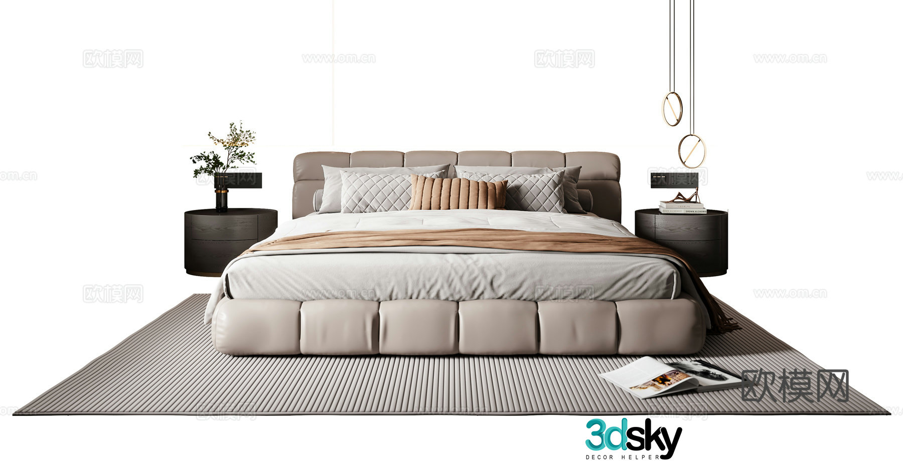 Italian double bed 3d model
