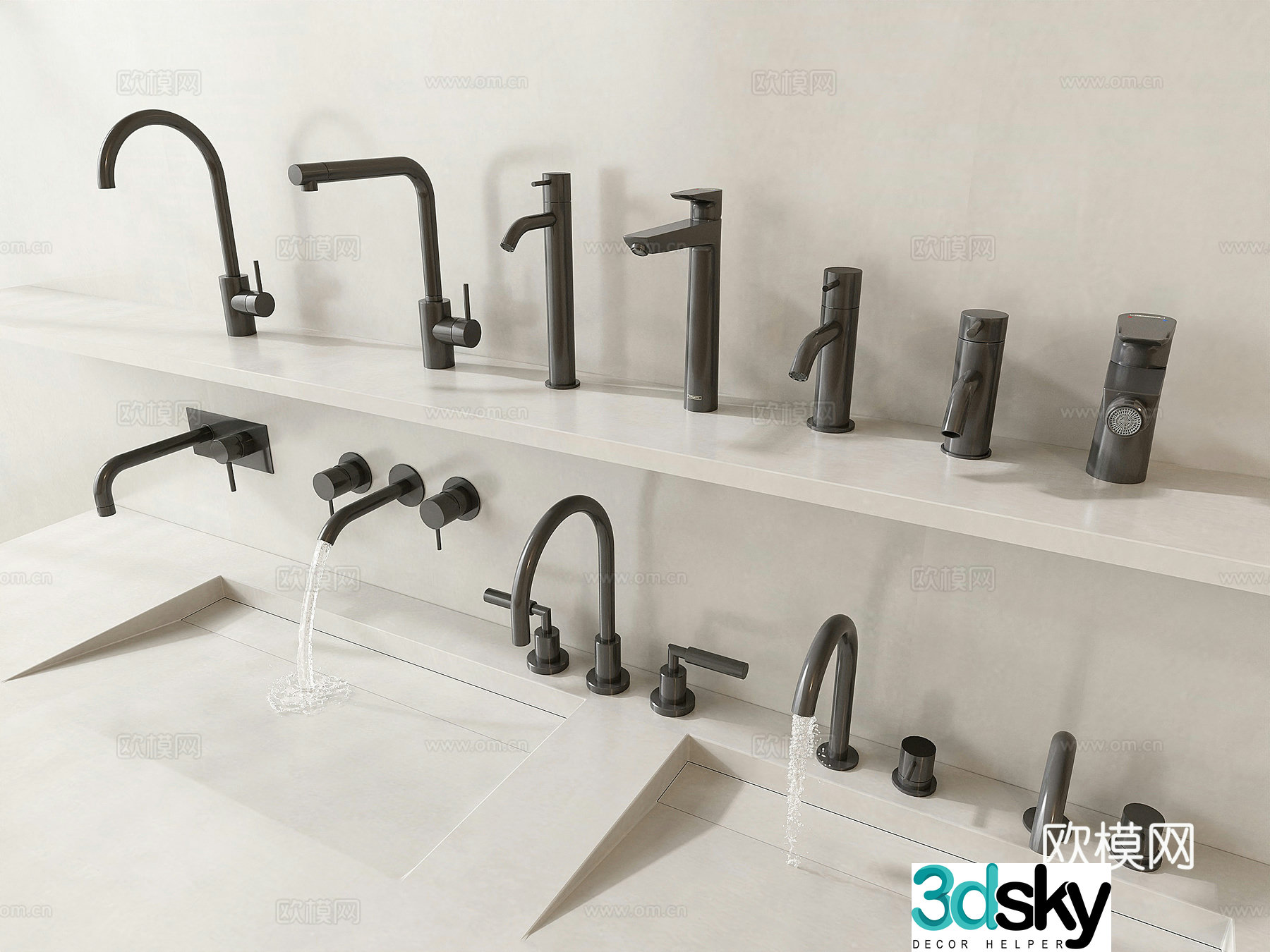 Stainless steel faucet wall drainage faucet 3D model