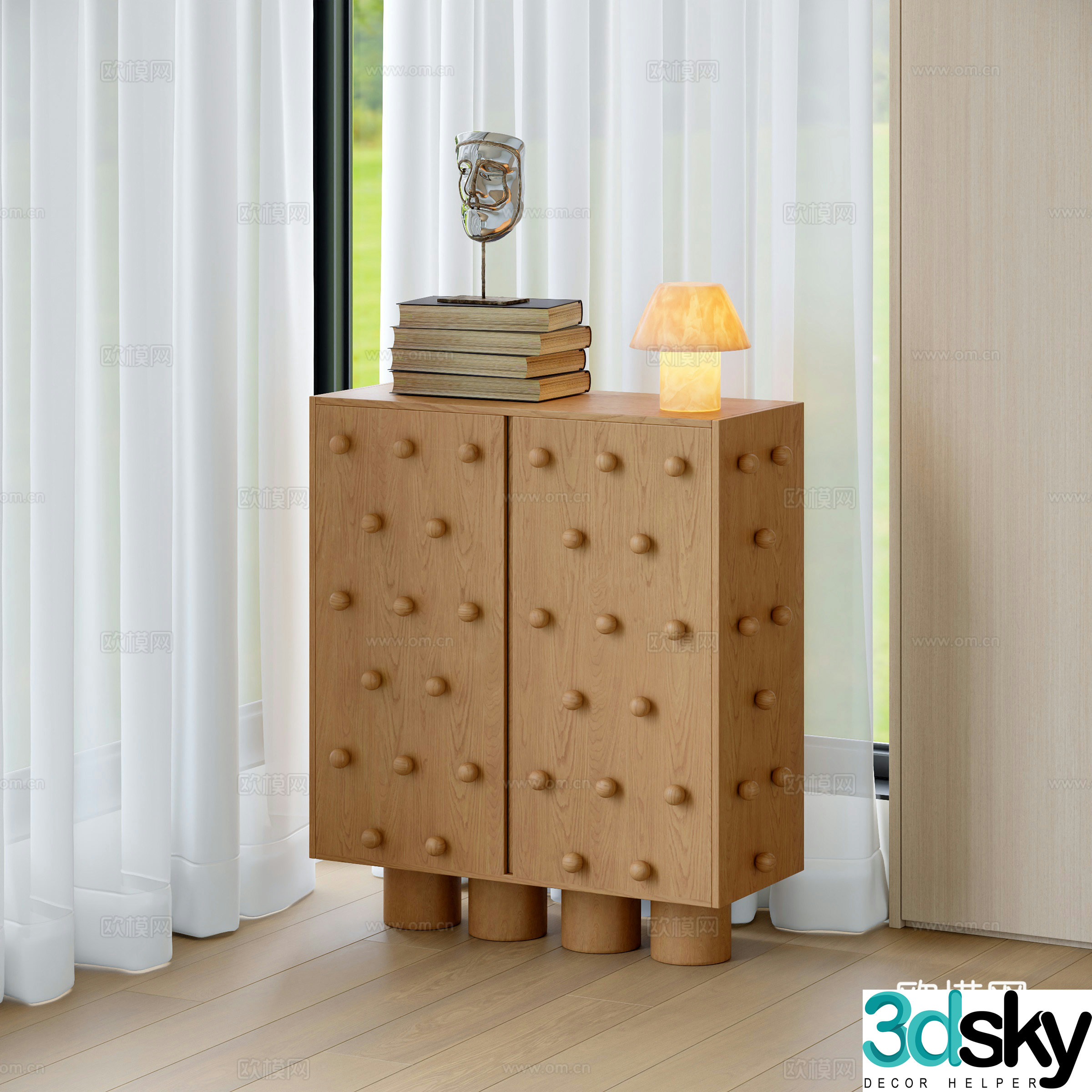 Log wind chest cabinet side cabinet 3d model