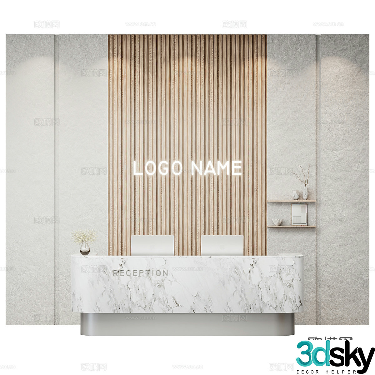 Modern front desk reception desk 3d model