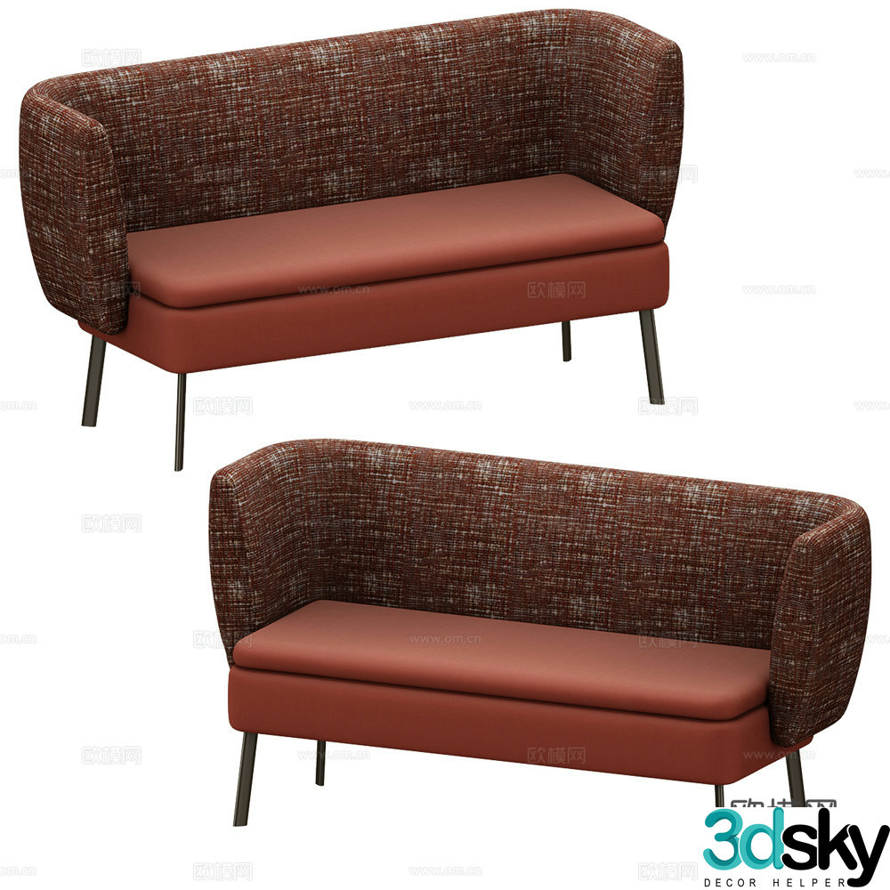 Modern red double sofa 3d model