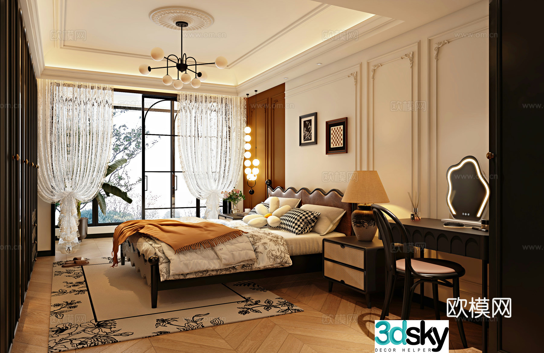 French bedroom second bedroom girl room 3d model