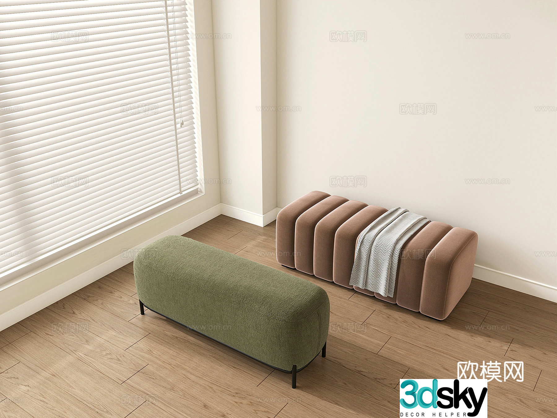 Modern bed stool soft couch shoe changing stool sofa stool 3d model