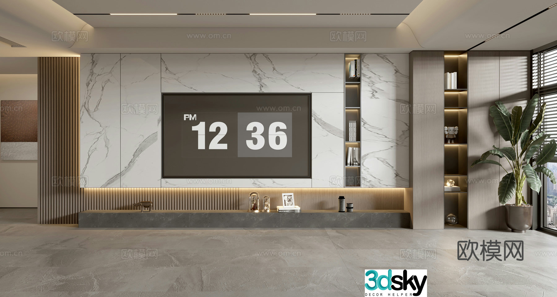 Light luxury TV background wall TV wall full wall TV cabinet 3D model