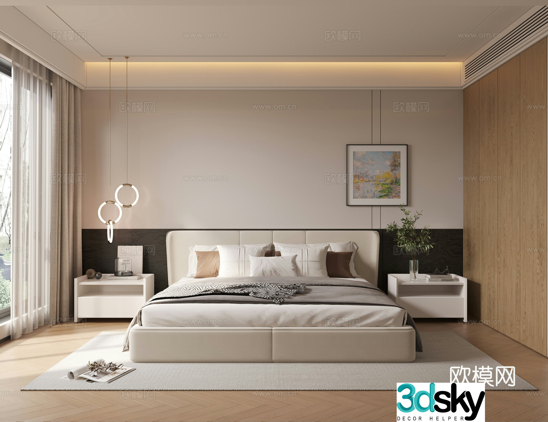 Modern simple elderly room bedroom master bedroom 3d model