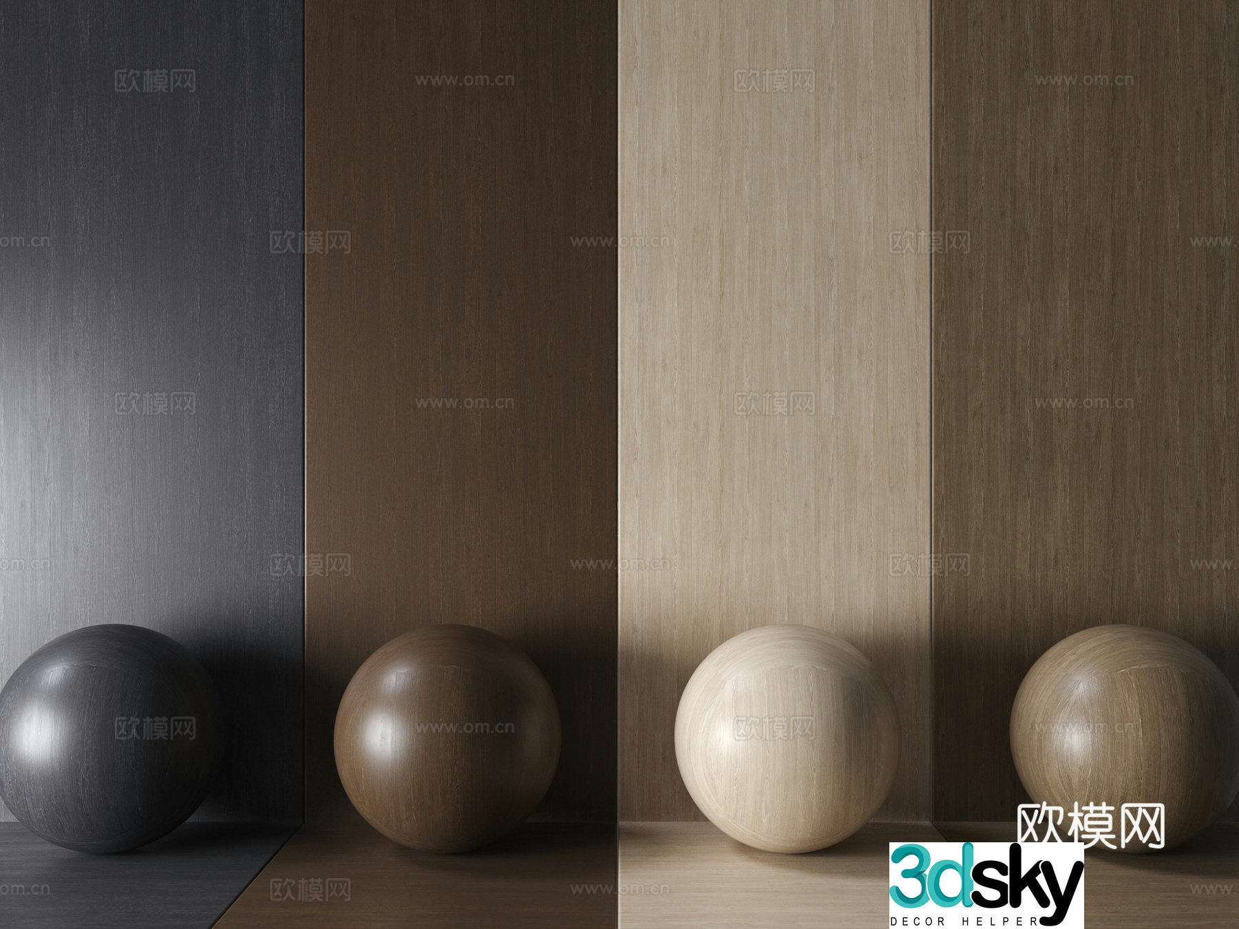 Wood veneer wood grain wall panel 3d model