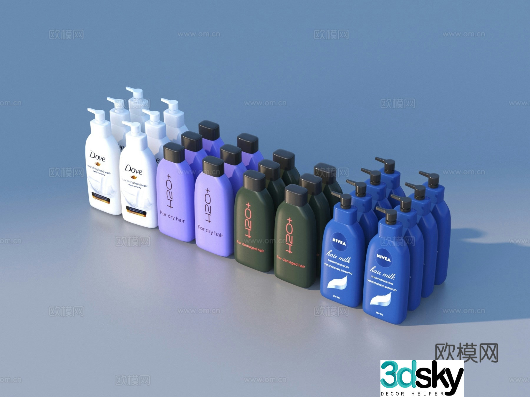 Cosmetics Shampoo Shower Wash Conditioner 3D Model