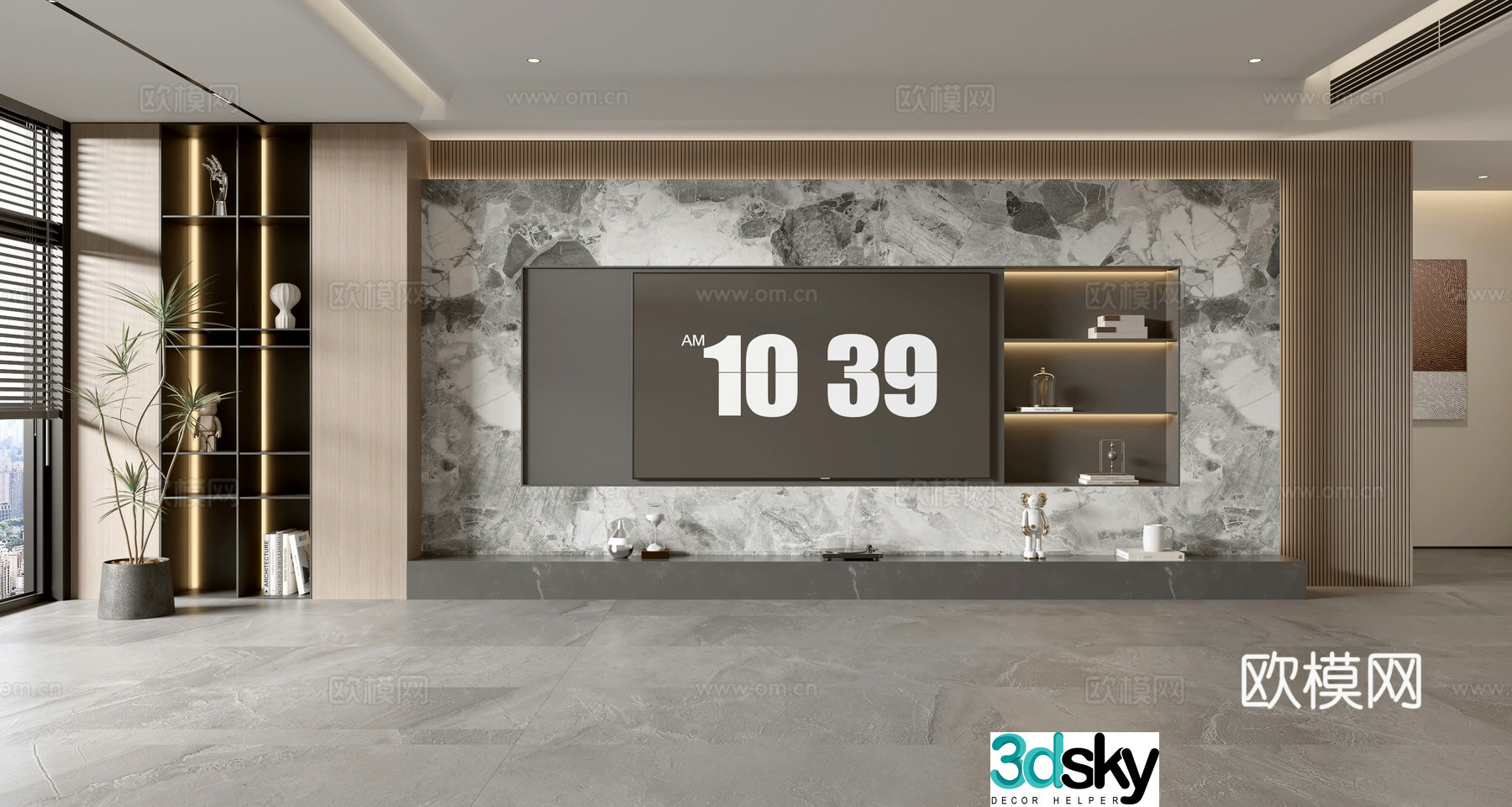 Light luxury TV background wall TV wall full wall TV cabinet 3D model