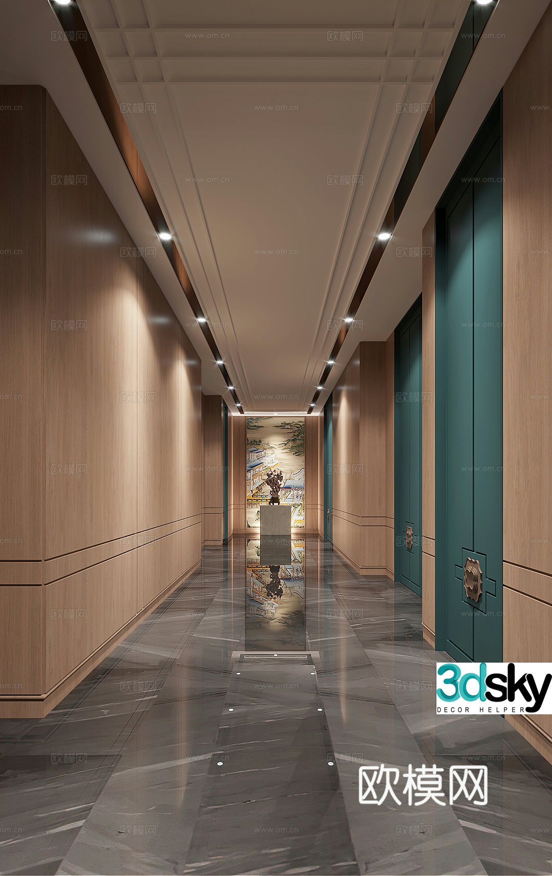 New Chinese style hotel corridor corridor 3d model