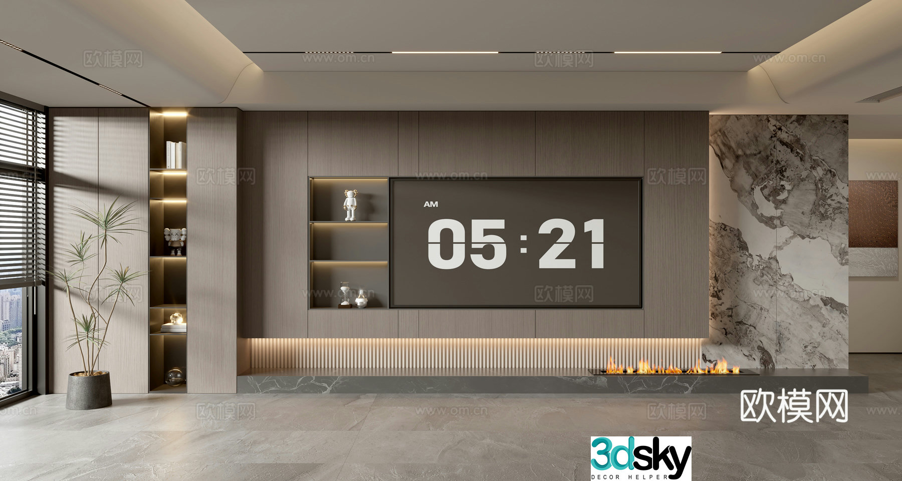 Light luxury TV background wall full-wall TV cabinet integrated TV cabinet d model