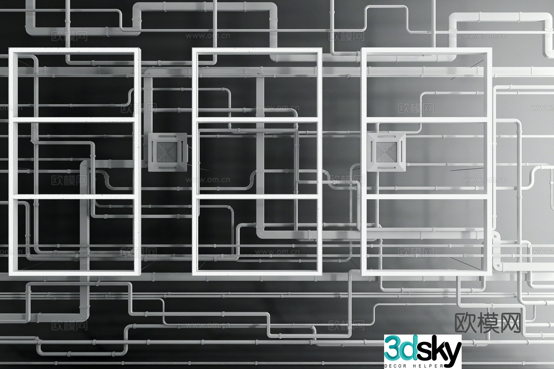 Industrial air ceiling pipe air conditioning pipe 3D model
