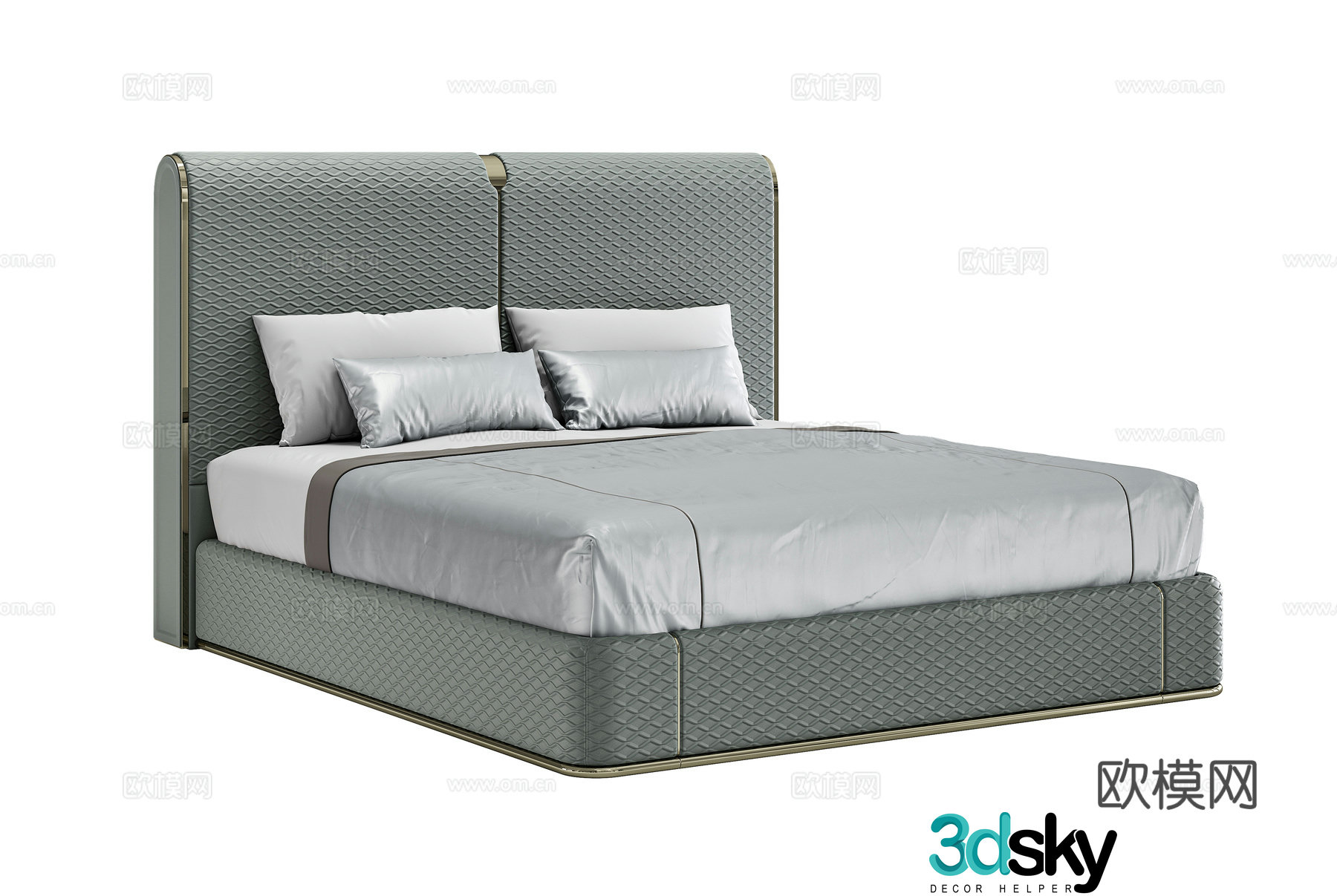 Light luxury double bed 3D model