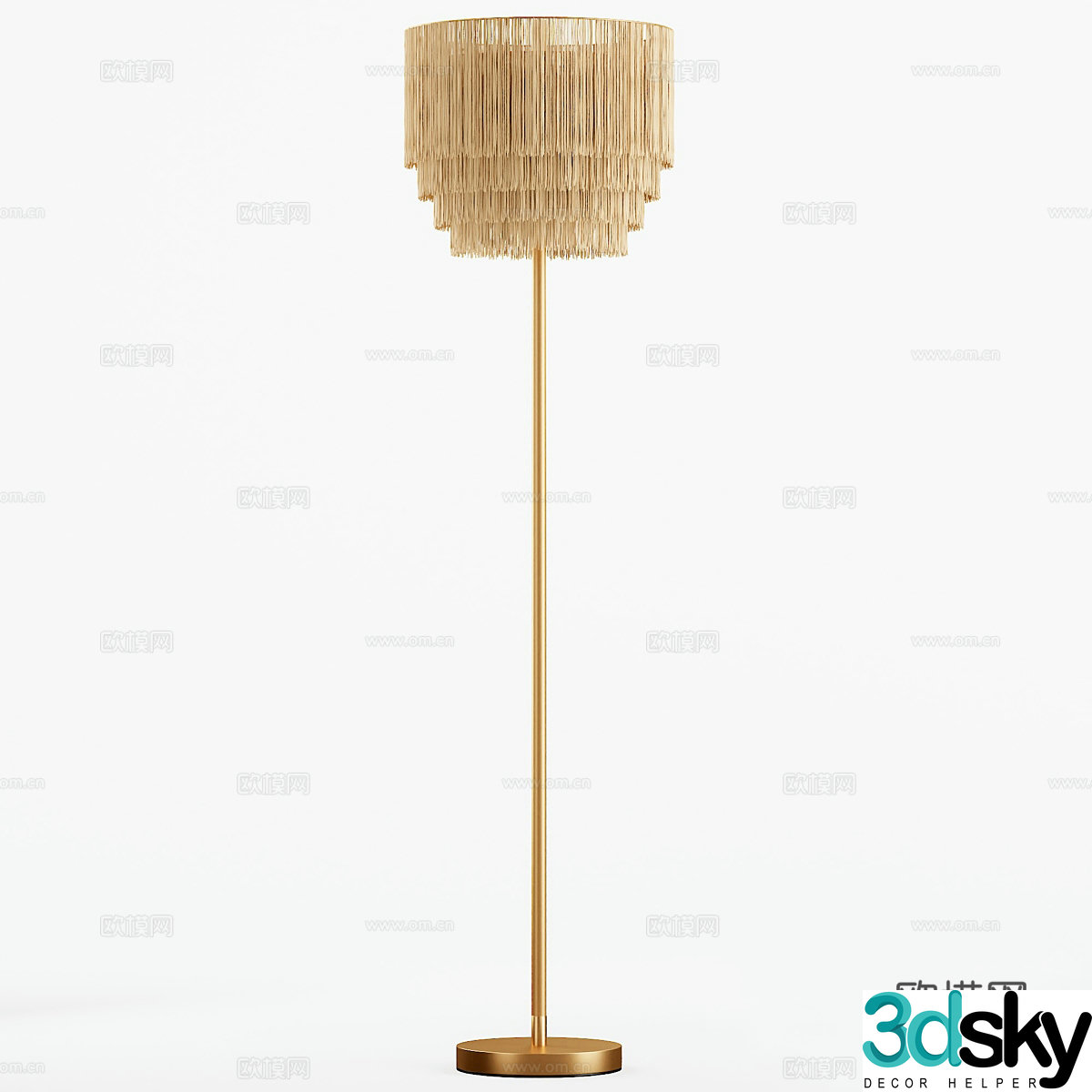 Light luxury tassel floor lamp 3d model