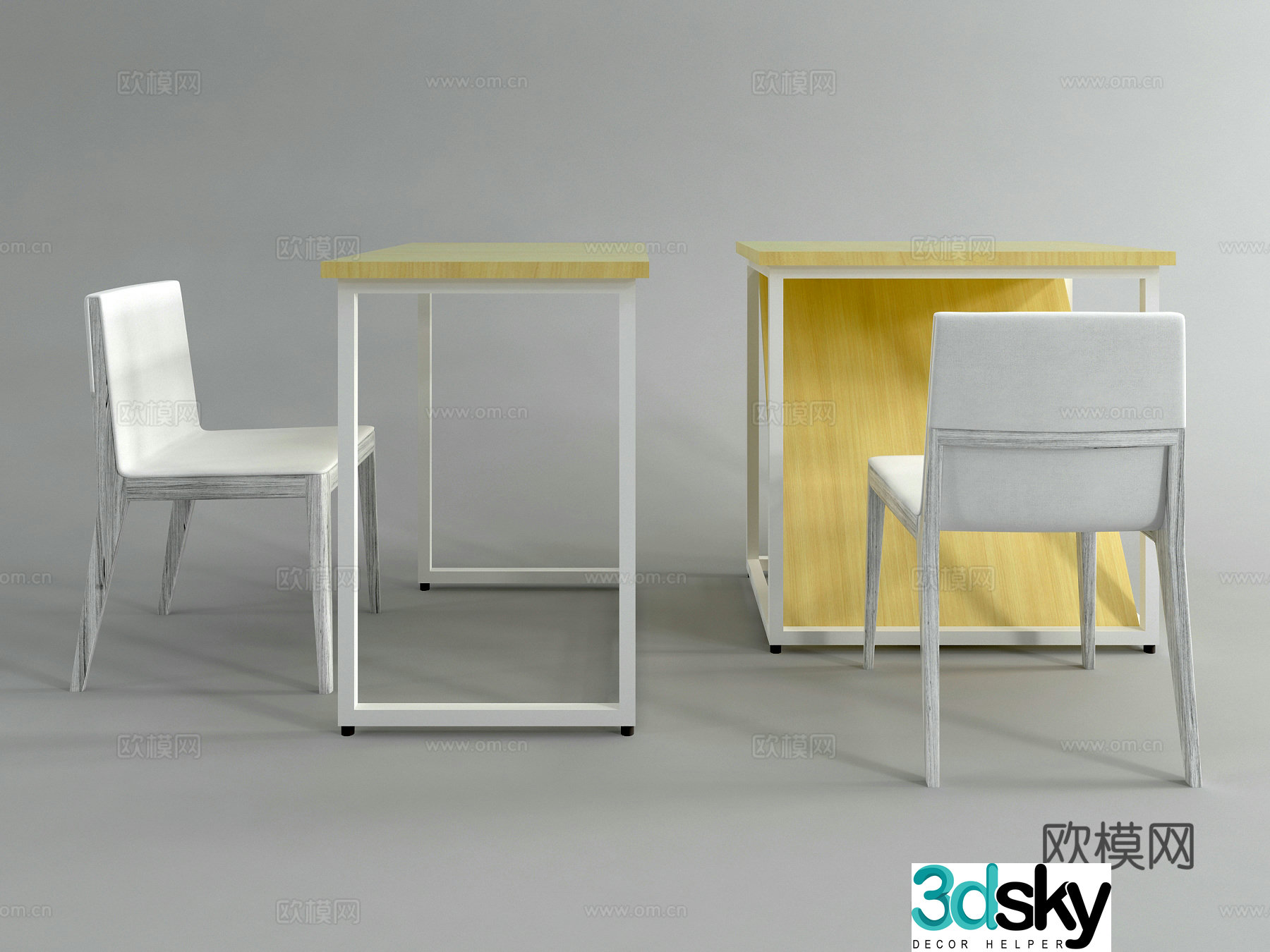 Modern desk and chair writing desk student desk 3d model