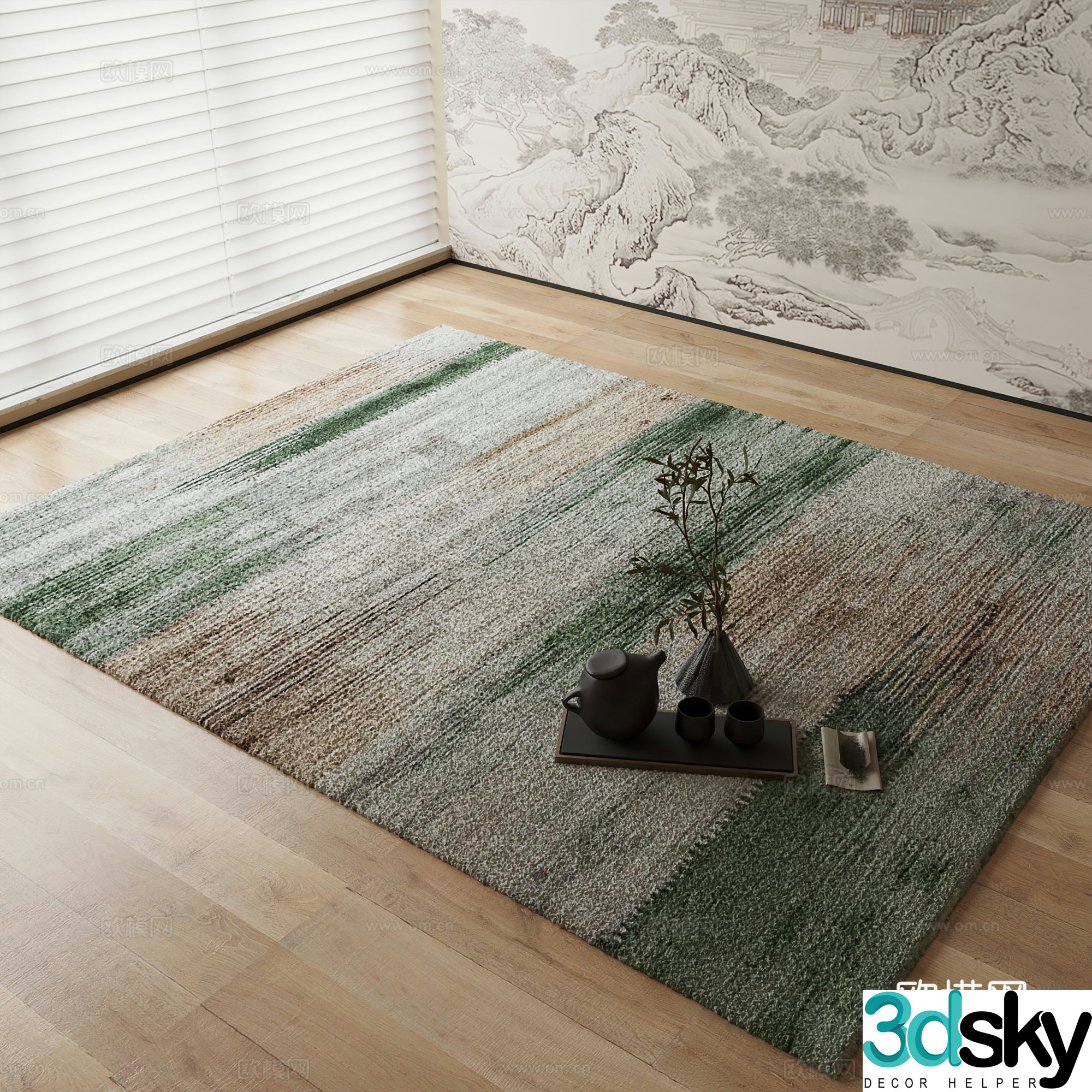New Chinese carpet Gradient carpet 3D model