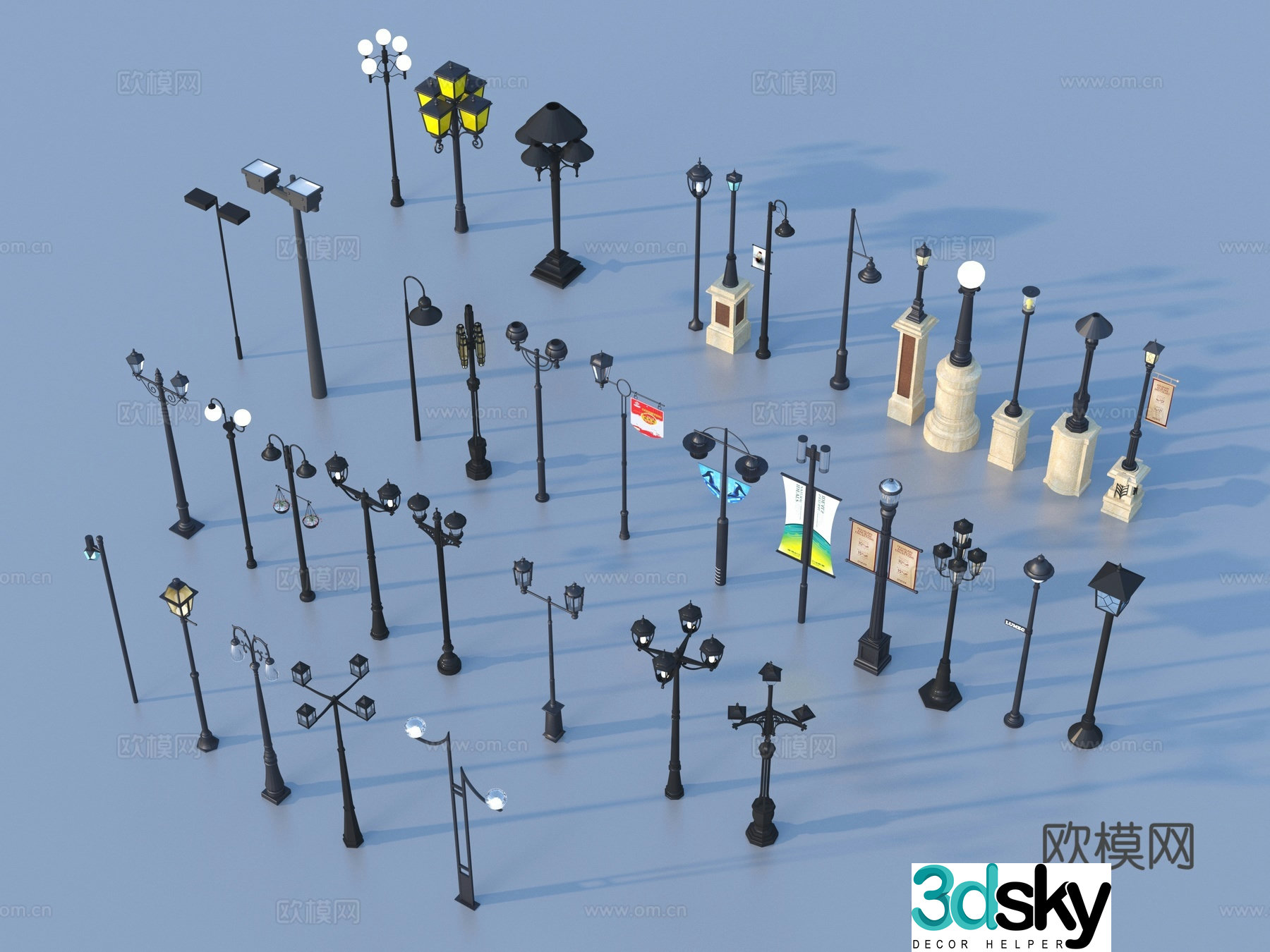 Outdoor street light Outdoor lantern landscape 3D model