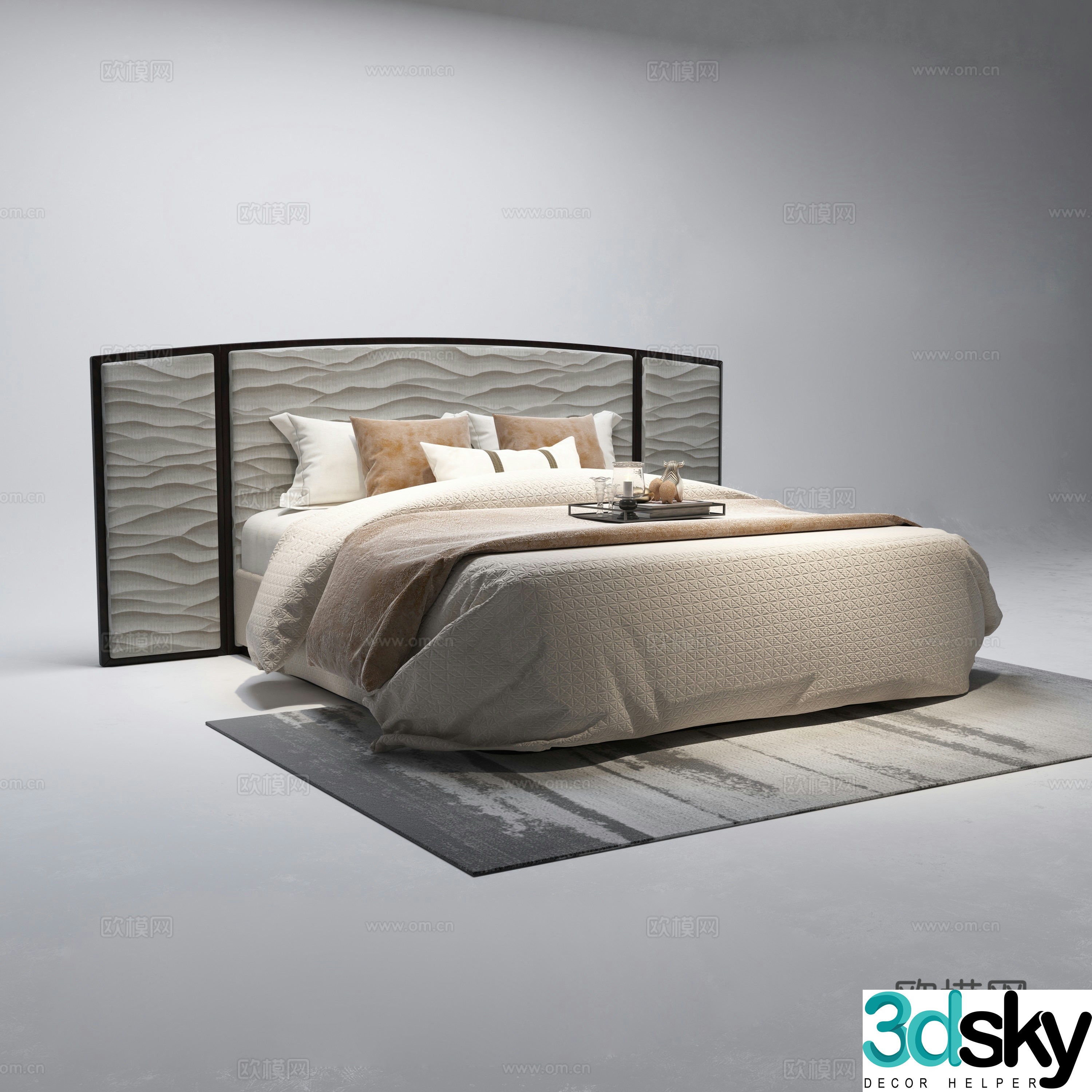 New Chinese double bed 3D model