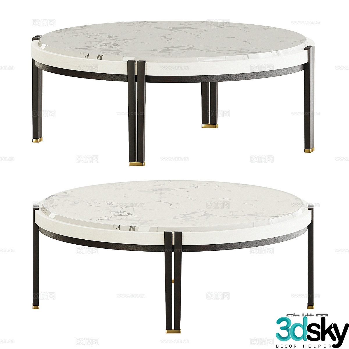New Chinese style round coffee table 3d model