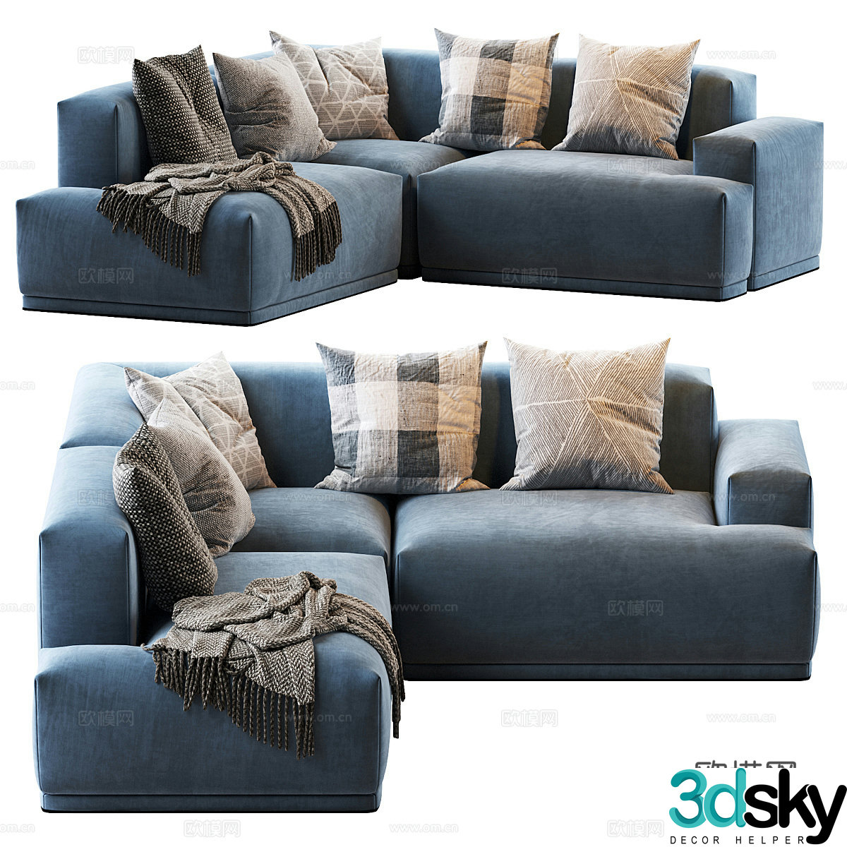 Modern corner sofa multiplayer sofa 3d model